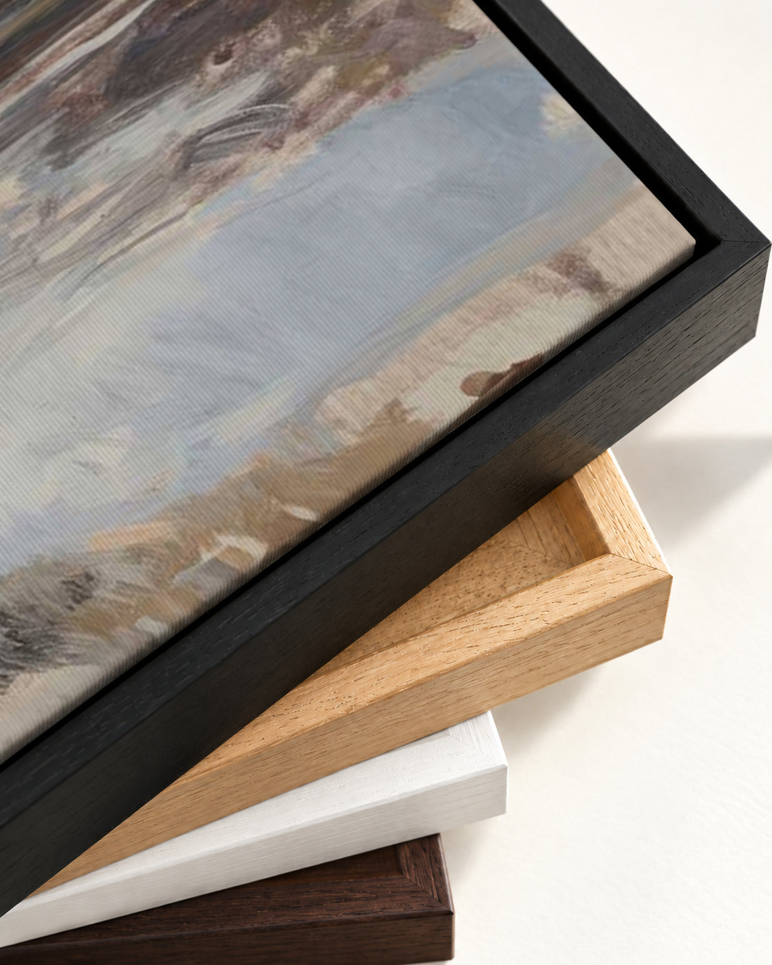 Dusk Seascape Canvas Art — framed canvas corner and wrapped canvas detail