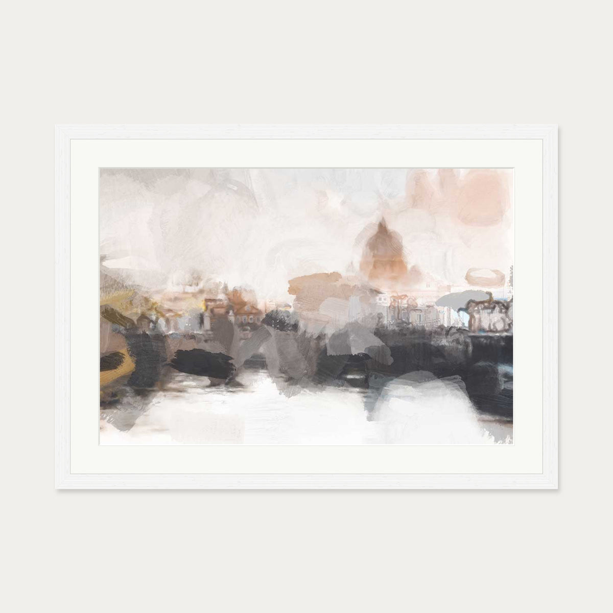Dusk City Impressions Art Print — 50 x 70 cm — White Frame