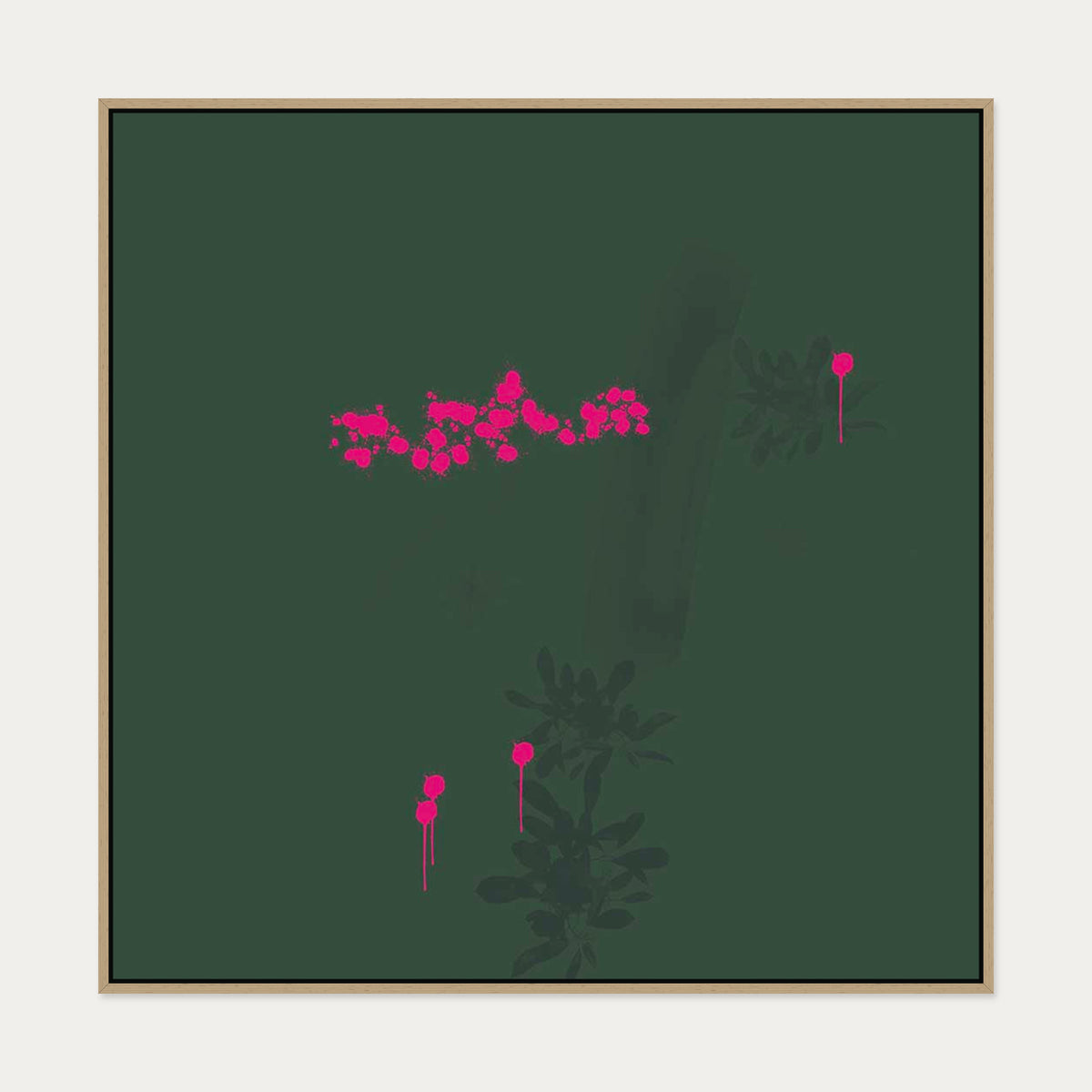 Earthy Strokes Canvas Art — 100 x 100 cm — Oak Frame