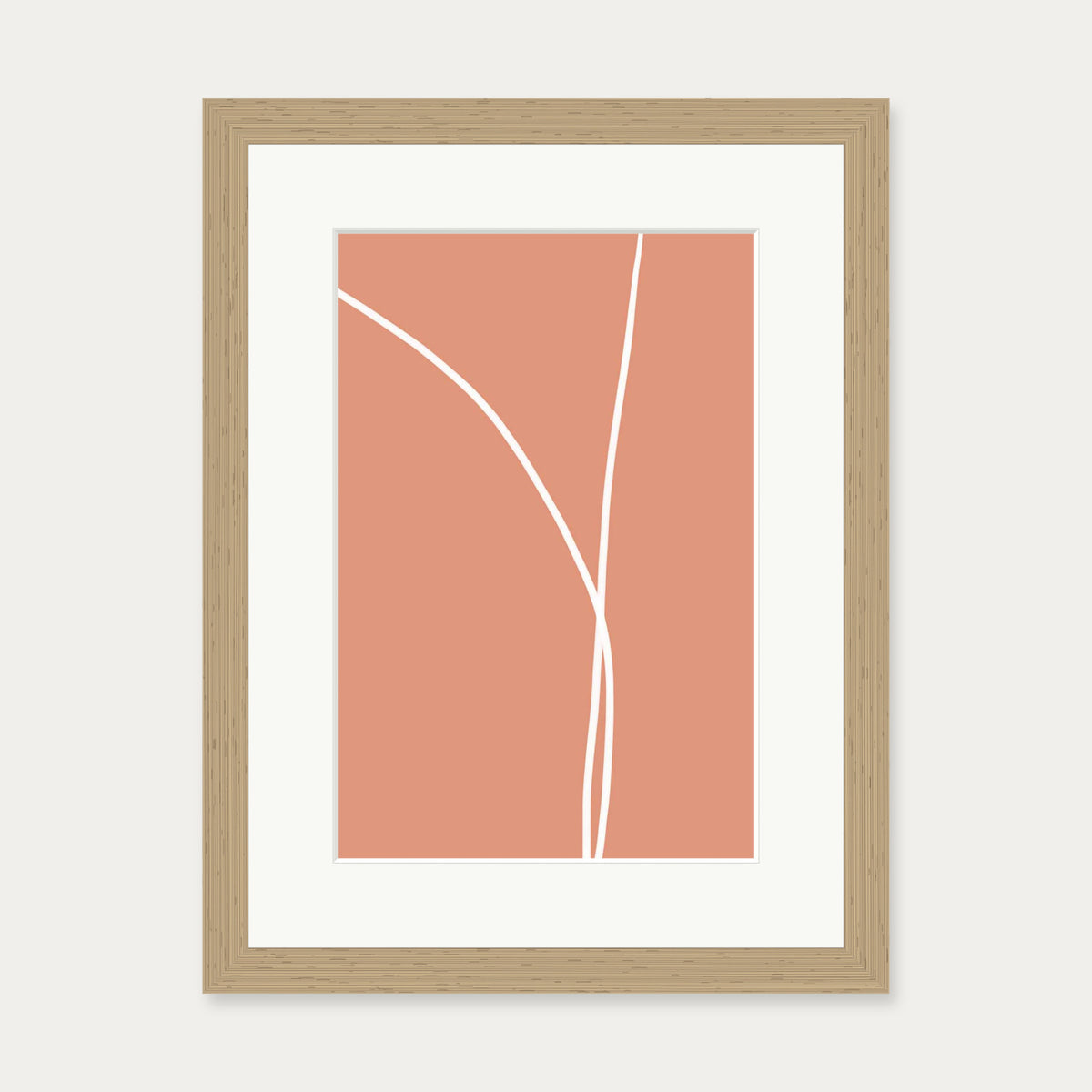 Entwined In Peach Art Print — 30 x 40 cm — Oak Frame