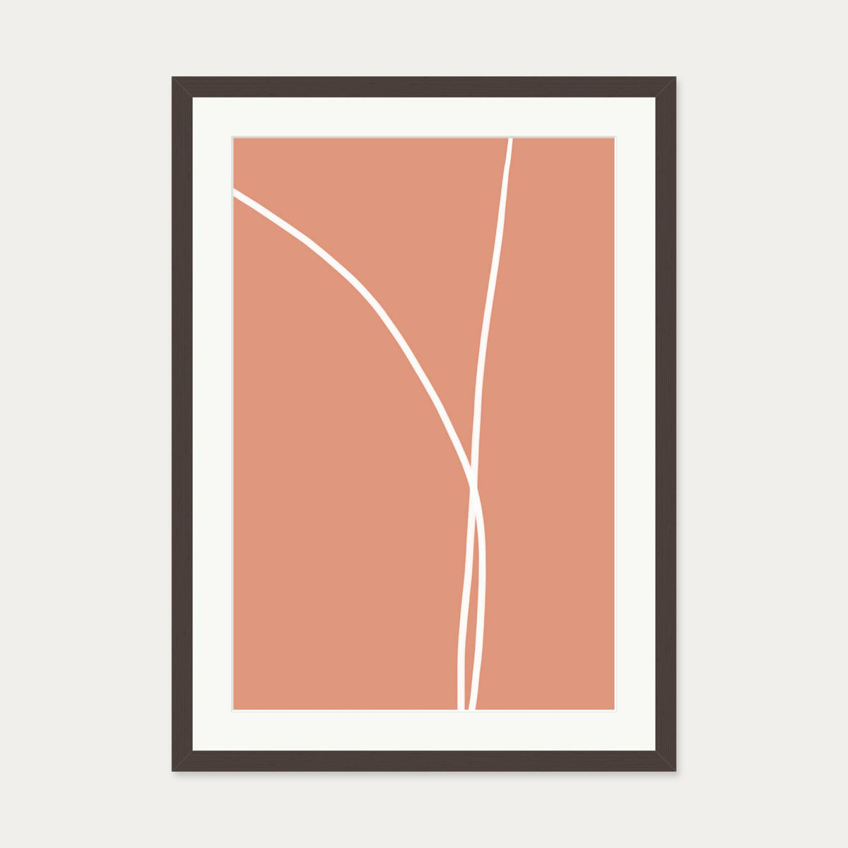 Entwined In Peach Art Print — 50 x 70 cm — Brown Frame