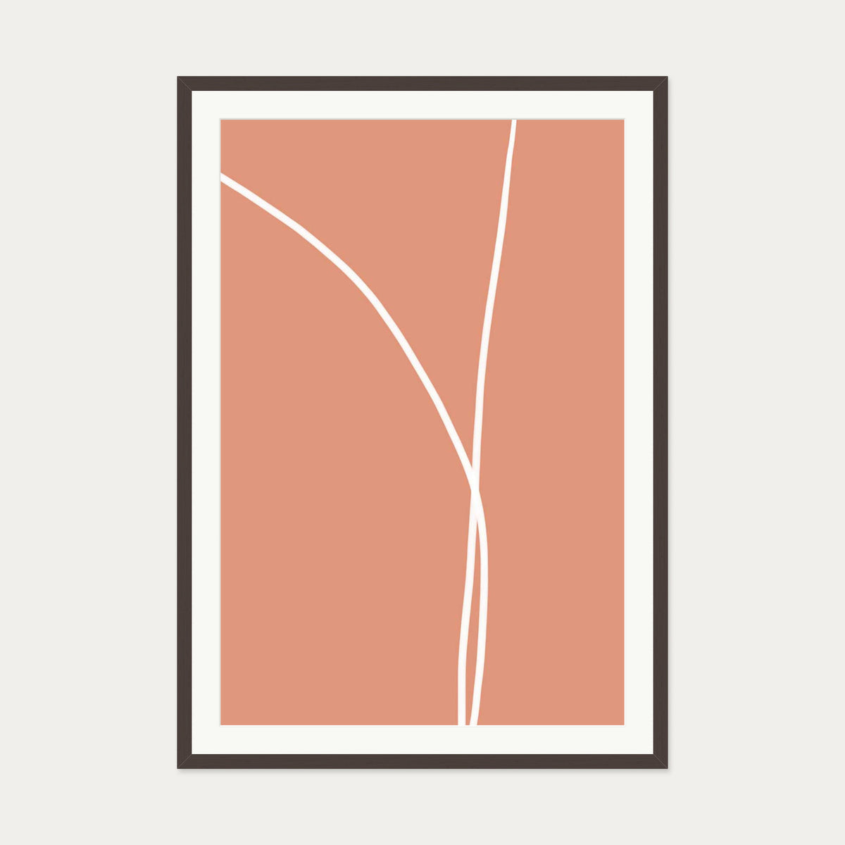 Entwined In Peach Art Print — 70 x 100 cm — Brown Frame