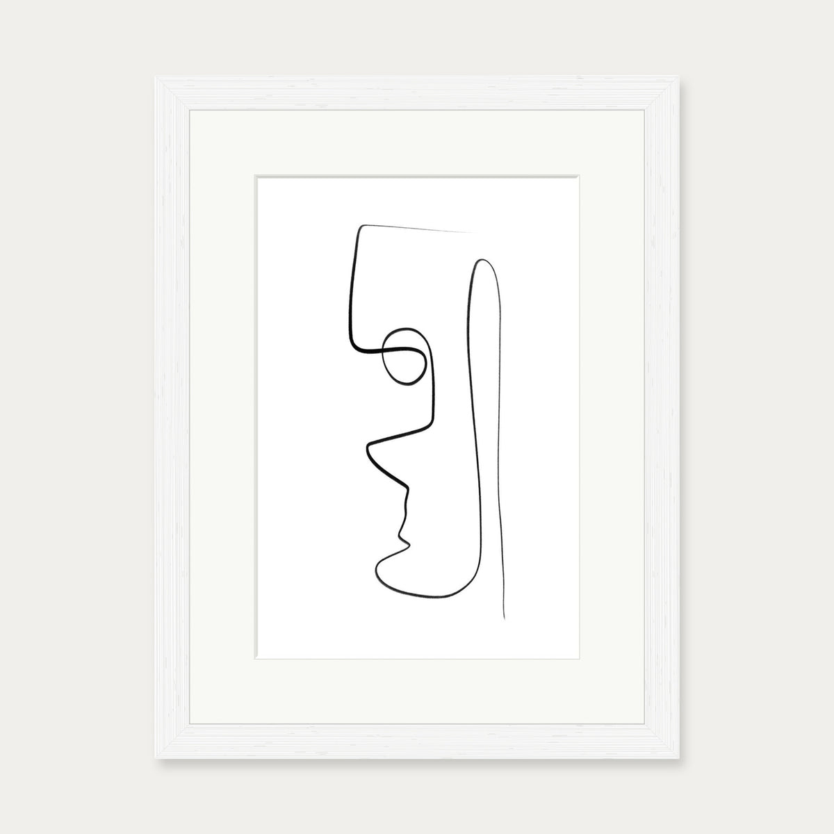 Face Line Art Print — 30 x 40 cm — White Frame