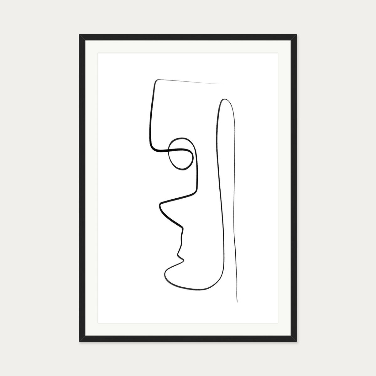 Face Line Art Print — 70 x 100 cm — Black Frame