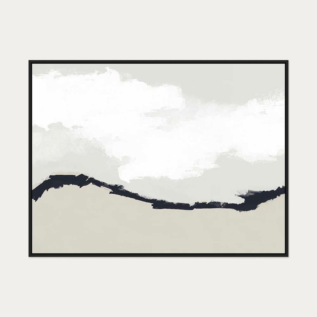 Fading Coastline Canvas Art — 90 x 120 cm — Black Frame