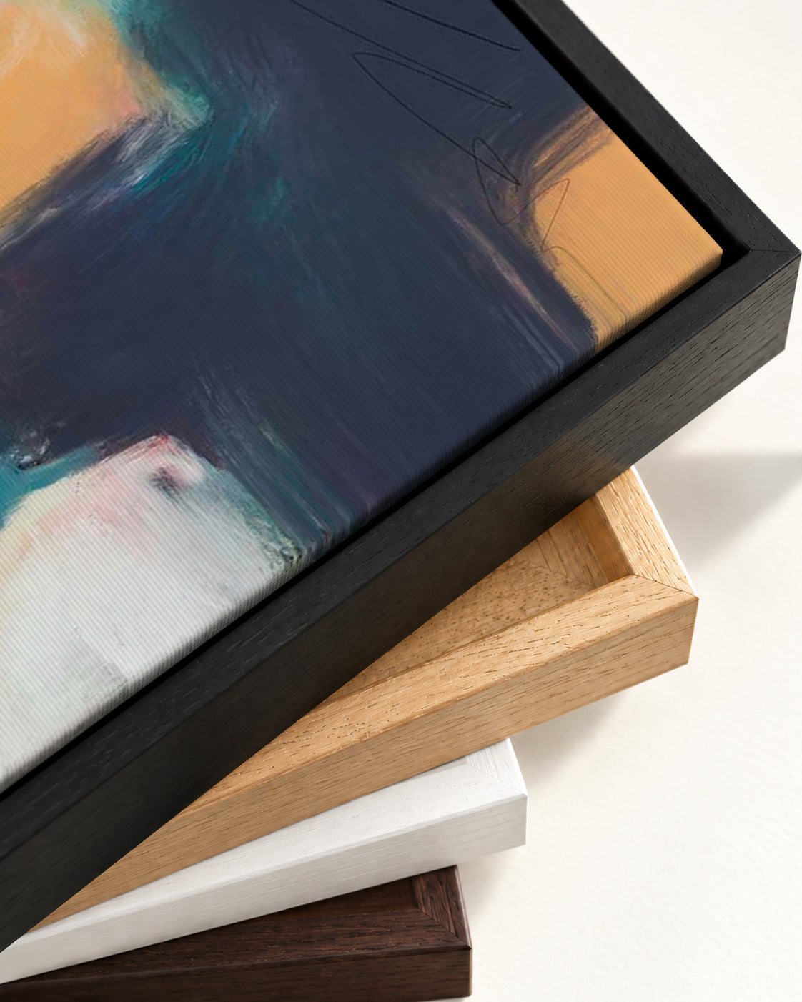Fading Green Canvas Art — framed canvas corner and wrapped canvas detail