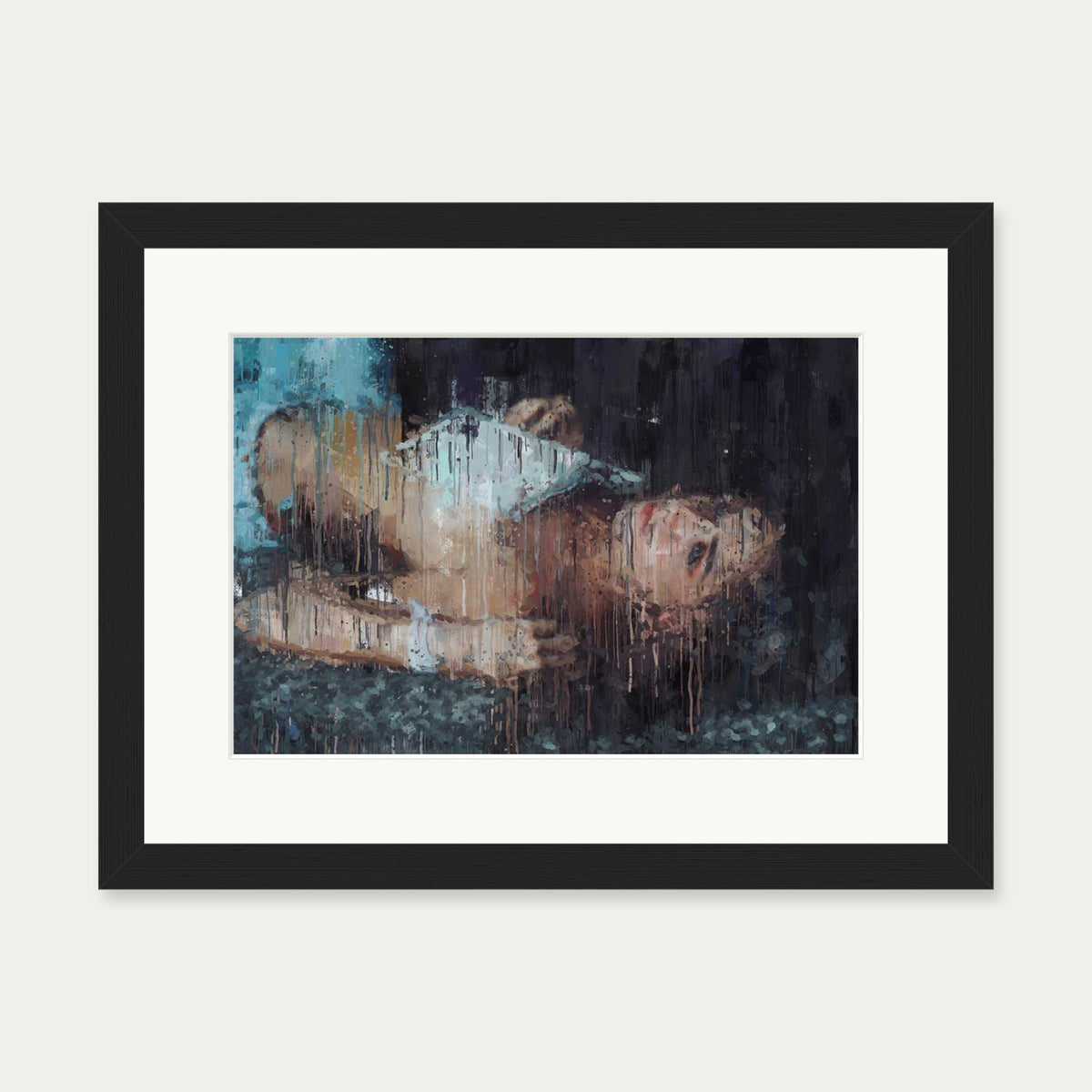 Female Nude Portrait Art Print — 30 x 40 cm — Black Frame