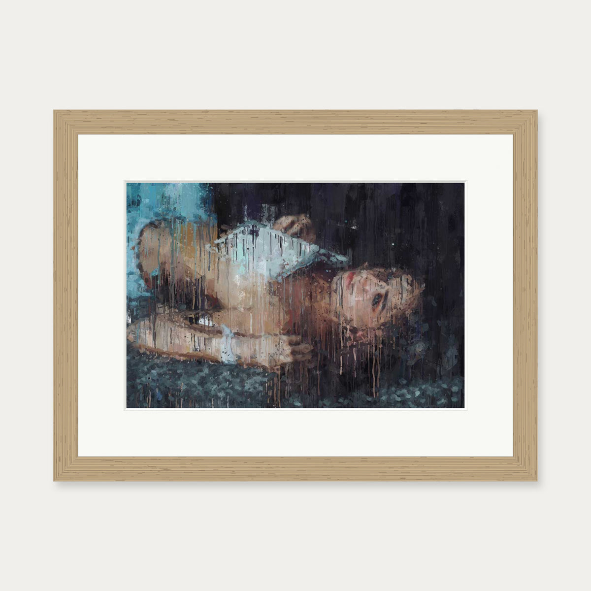 Female Nude Portrait Art Print — 30 x 40 cm — Oak Frame