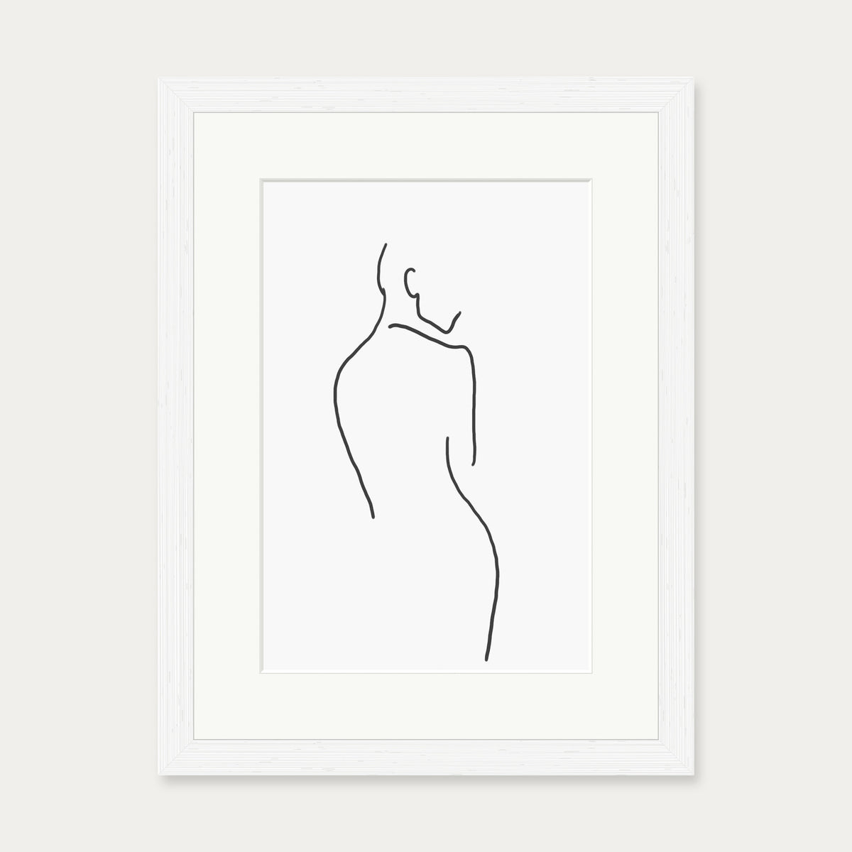 Figure Line Art Print — 30 x 40 cm — White Frame
