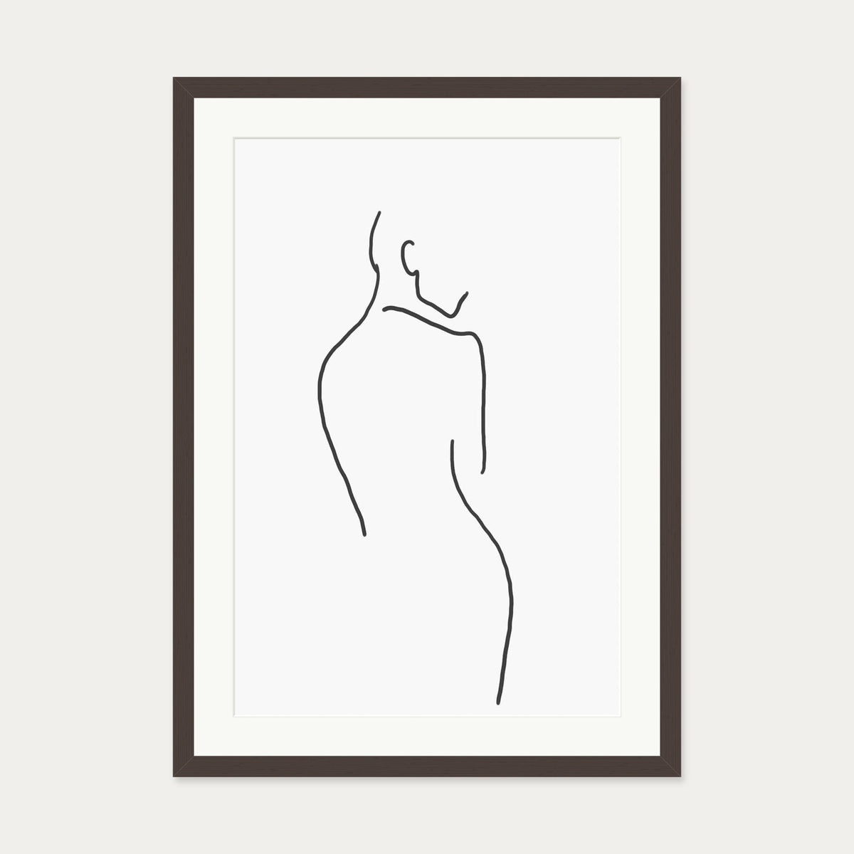 Figure Line Art Print — 50 x 70 cm — Brown Frame
