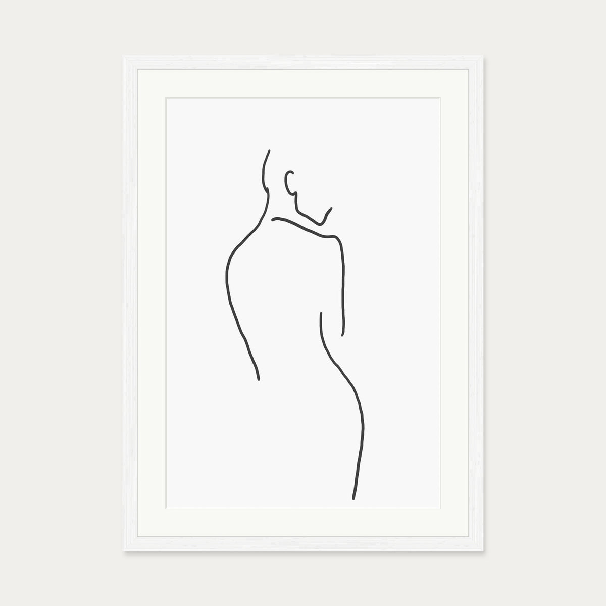 Figure Line Art Print — 50 x 70 cm — White Frame