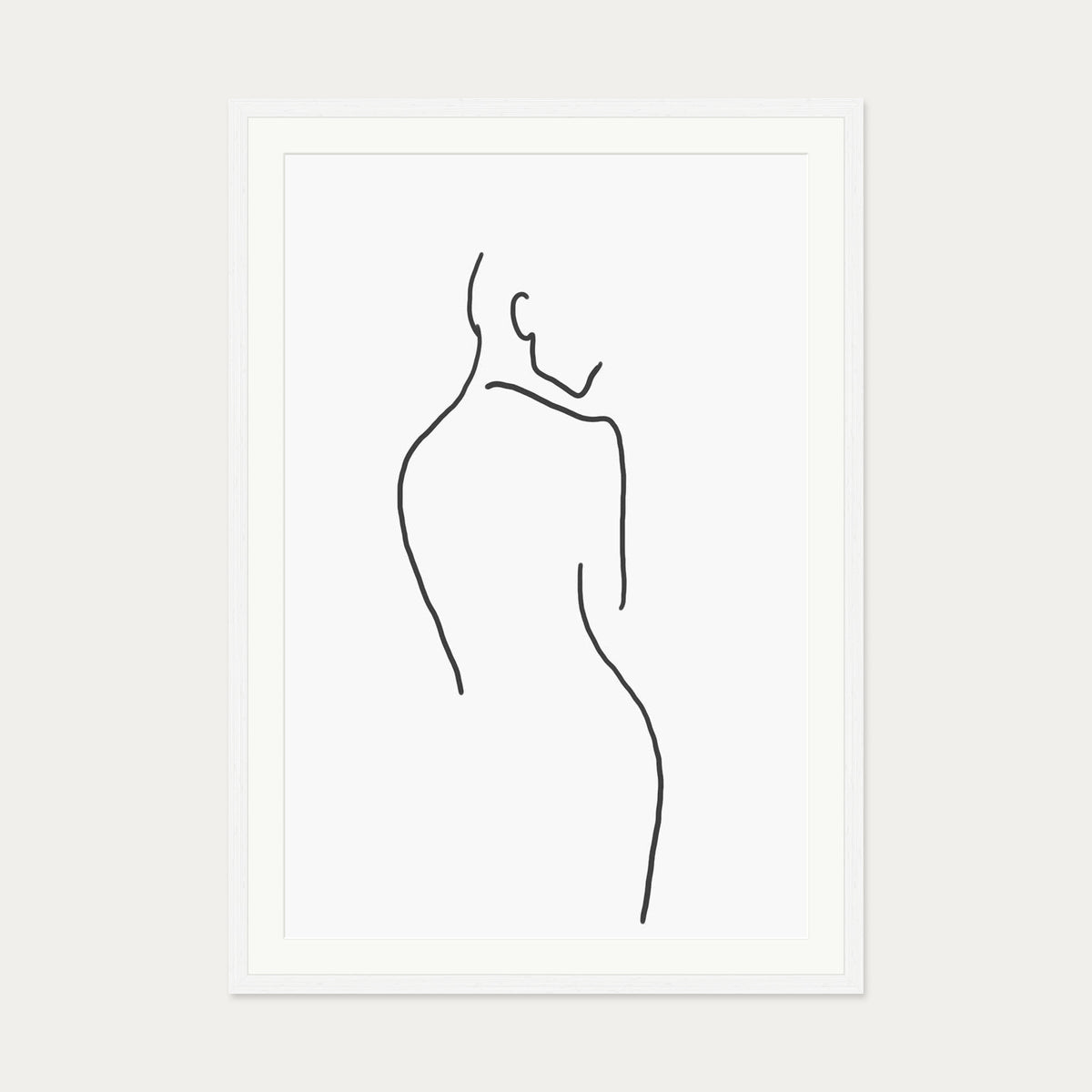 Figure Line Art Print — 70 x 100 cm — White Frame
