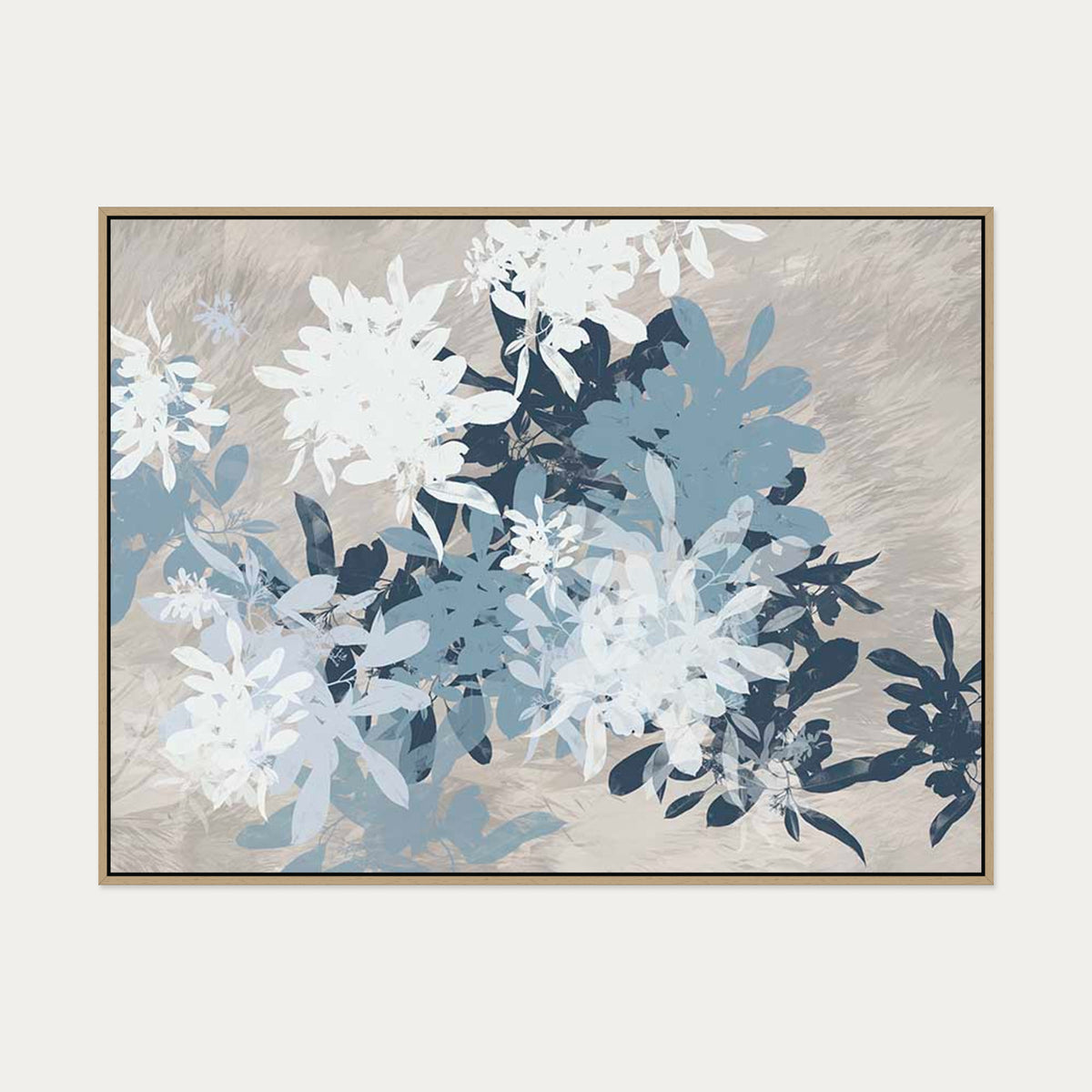 Floral Shades II Canvas Art — 90 x 120 cm — Oak Frame