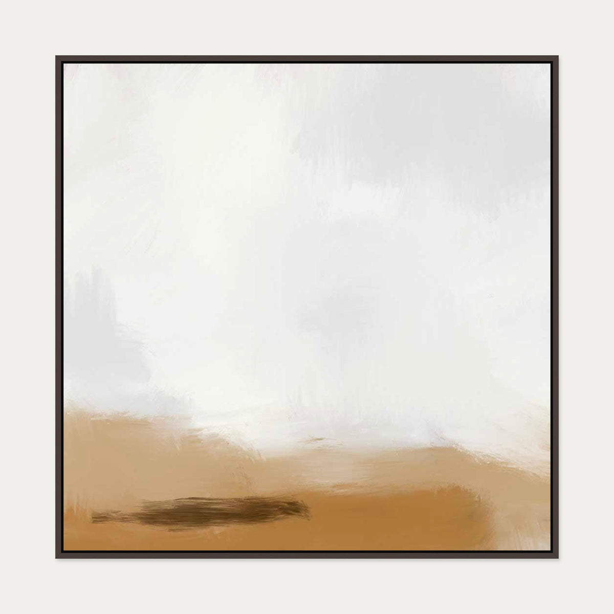Foggy Dunes Canvas Art — 100 x 100 cm — Brown Frame