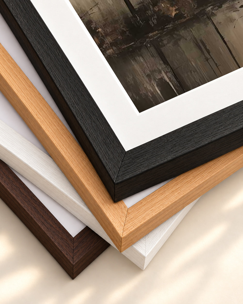 Foggy Lake Wall Art Print — framed print corner with 5 cm mount and bevel