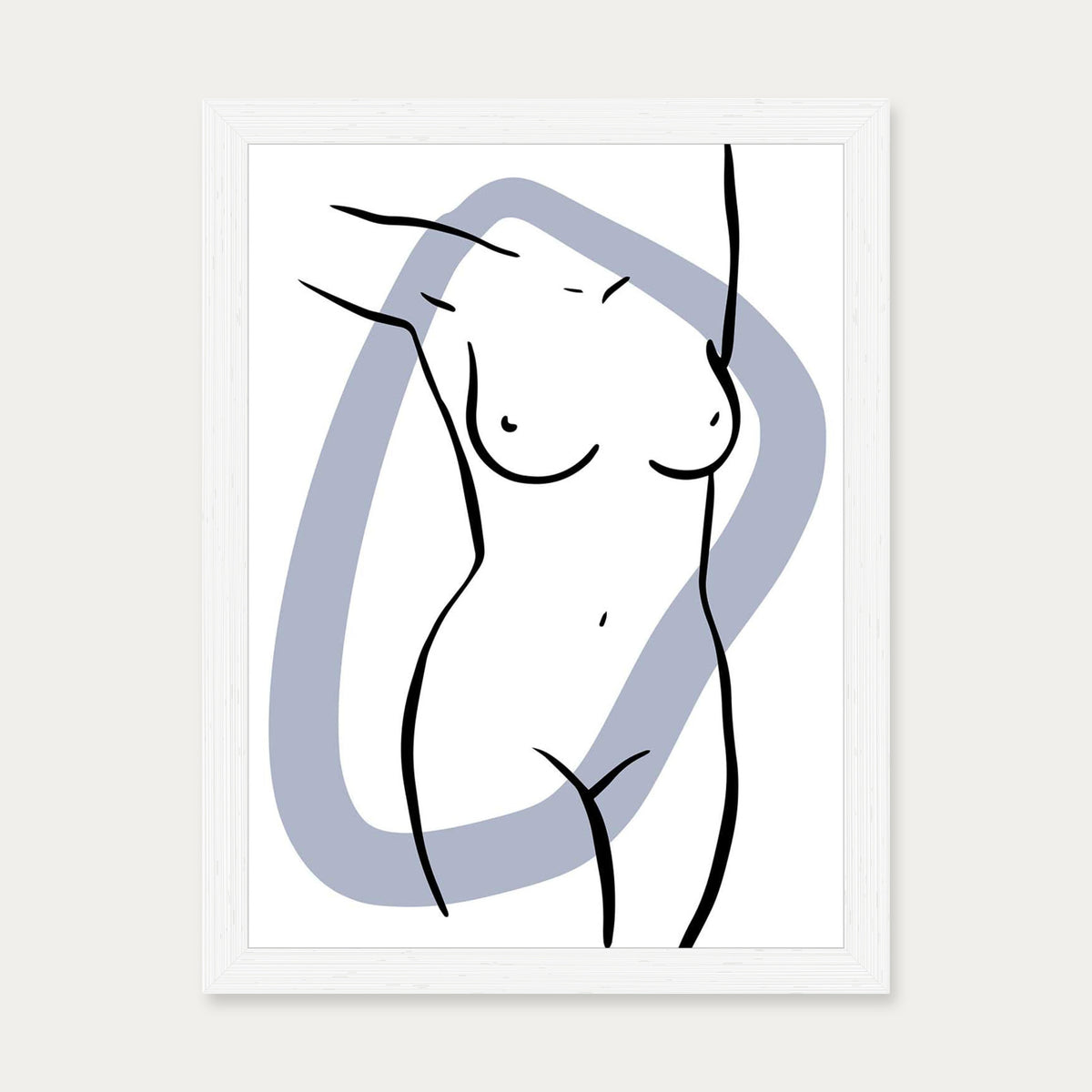Front Nude Art Print — 30 x 40 cm — White Frame