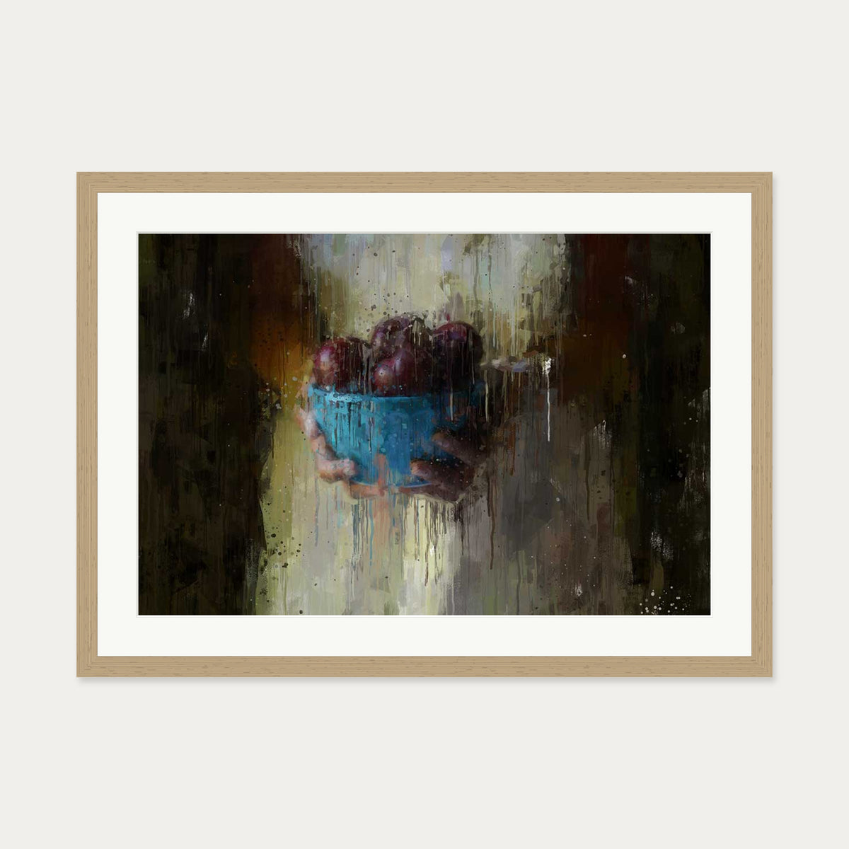 Fruit Still Life Art Print — 50 x 70 cm — Oak Frame