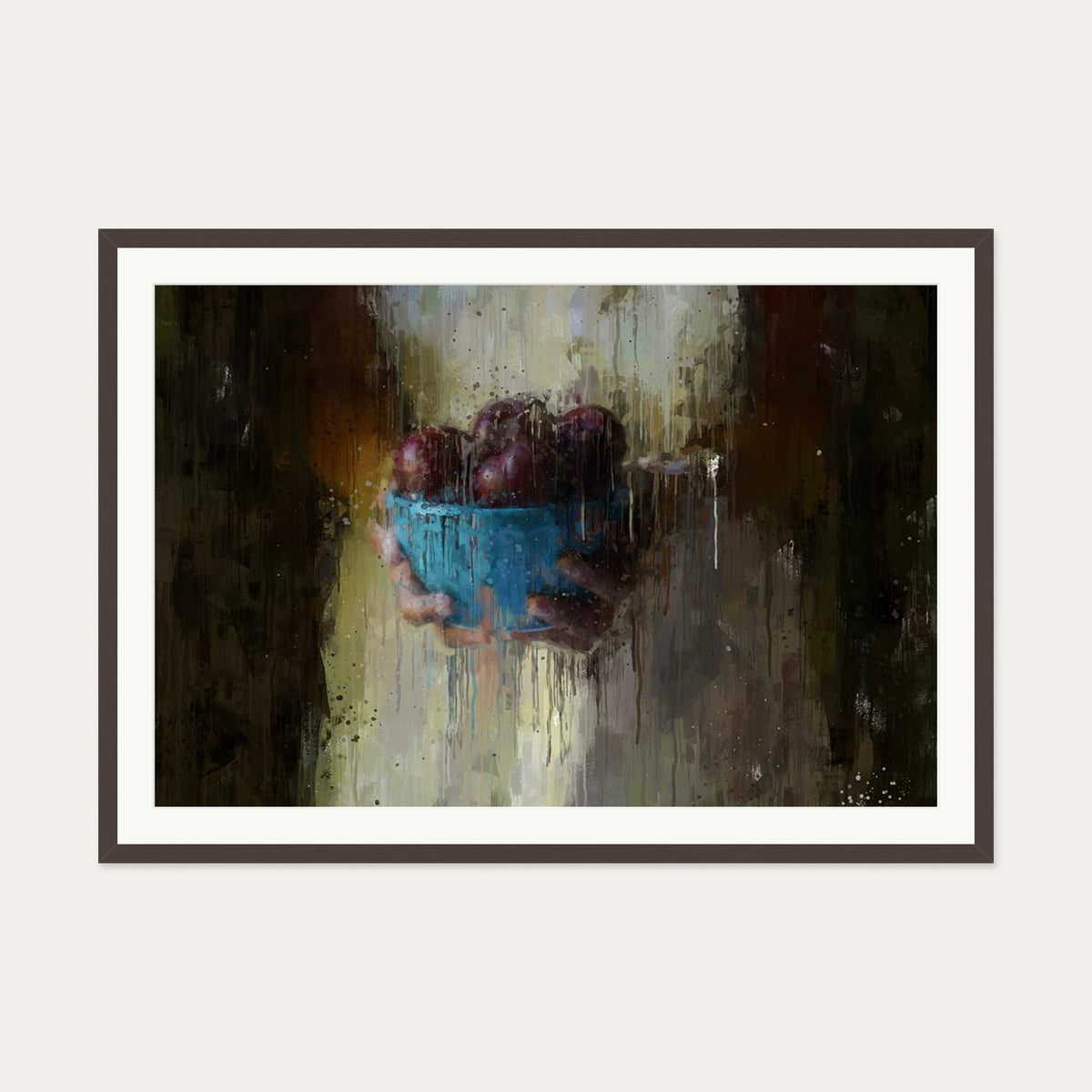 Fruit Still Life Art Print — 70 x 100 cm — Brown Frame