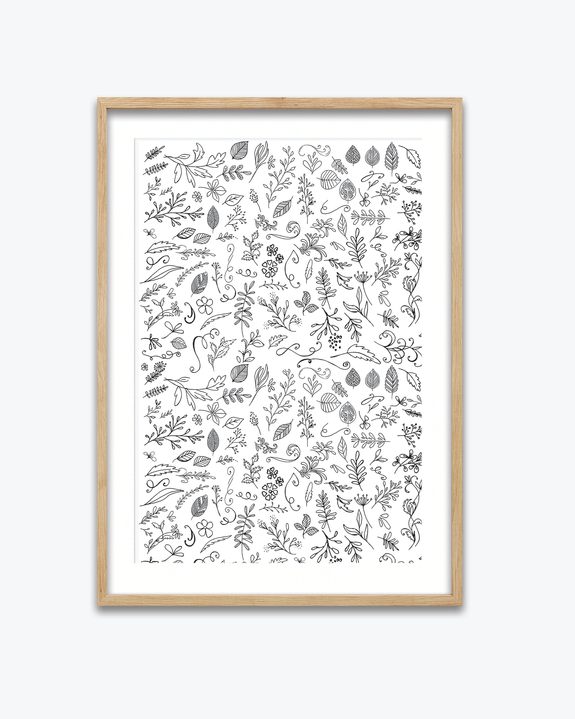 Black & White Flowers Pattern Art Print