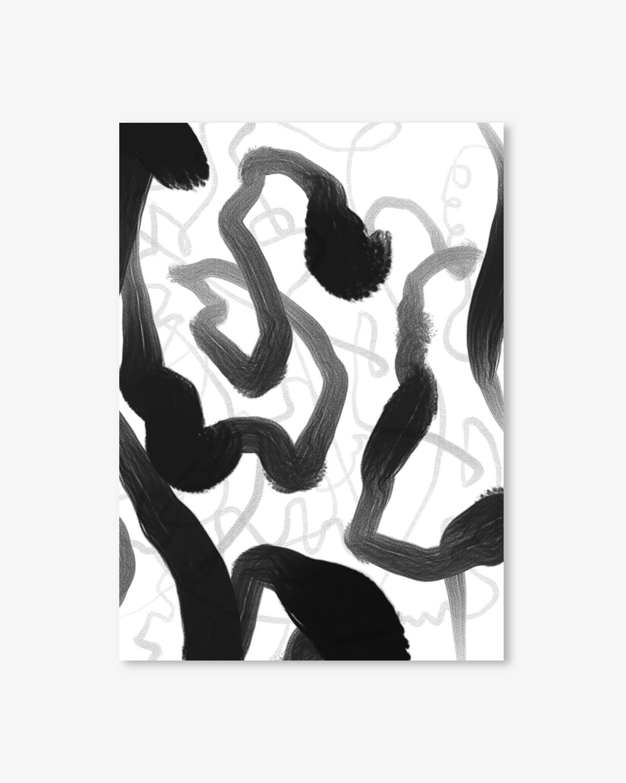 Black And White Brush Strokes Art Print