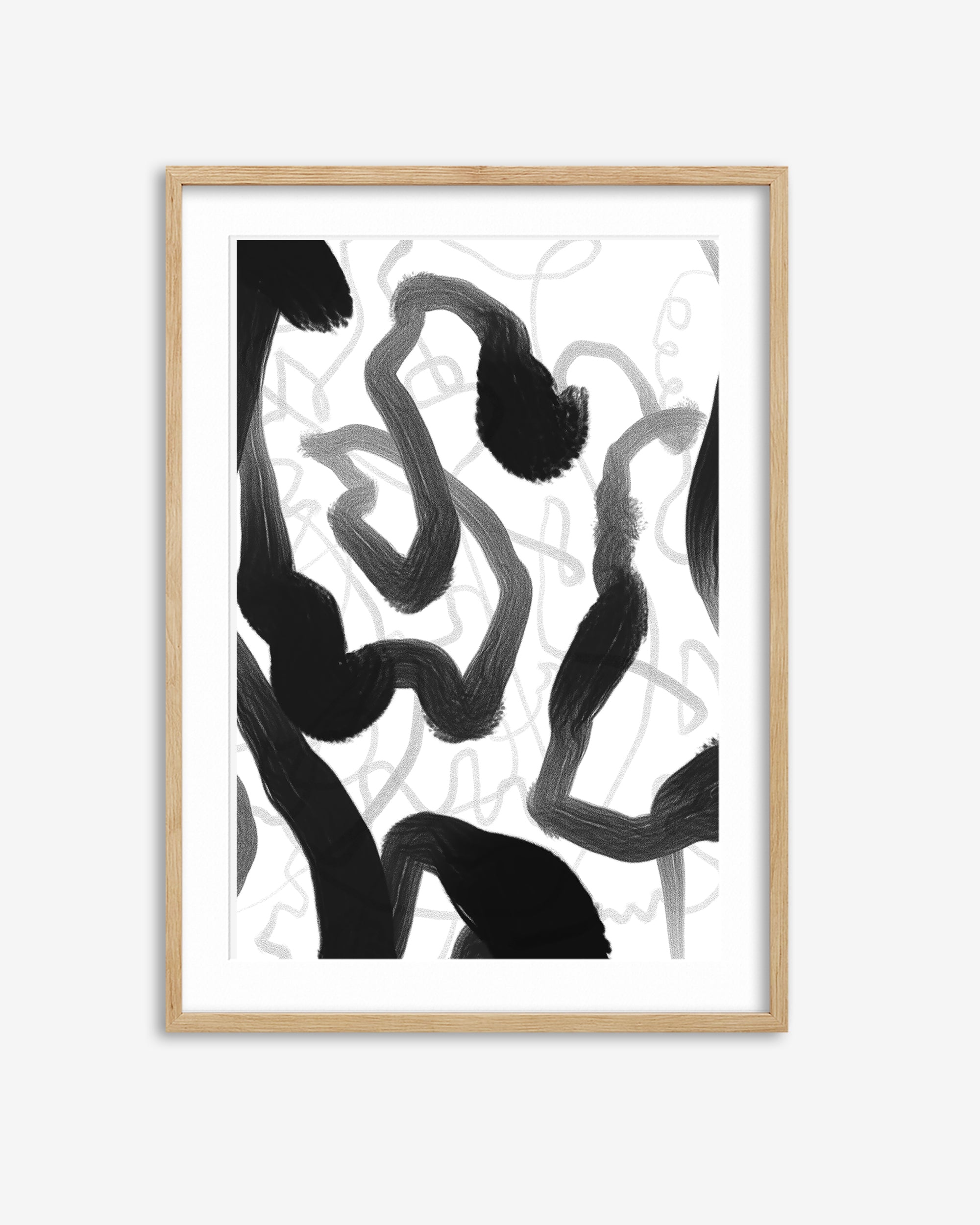 Black And White Brush Strokes Art Print