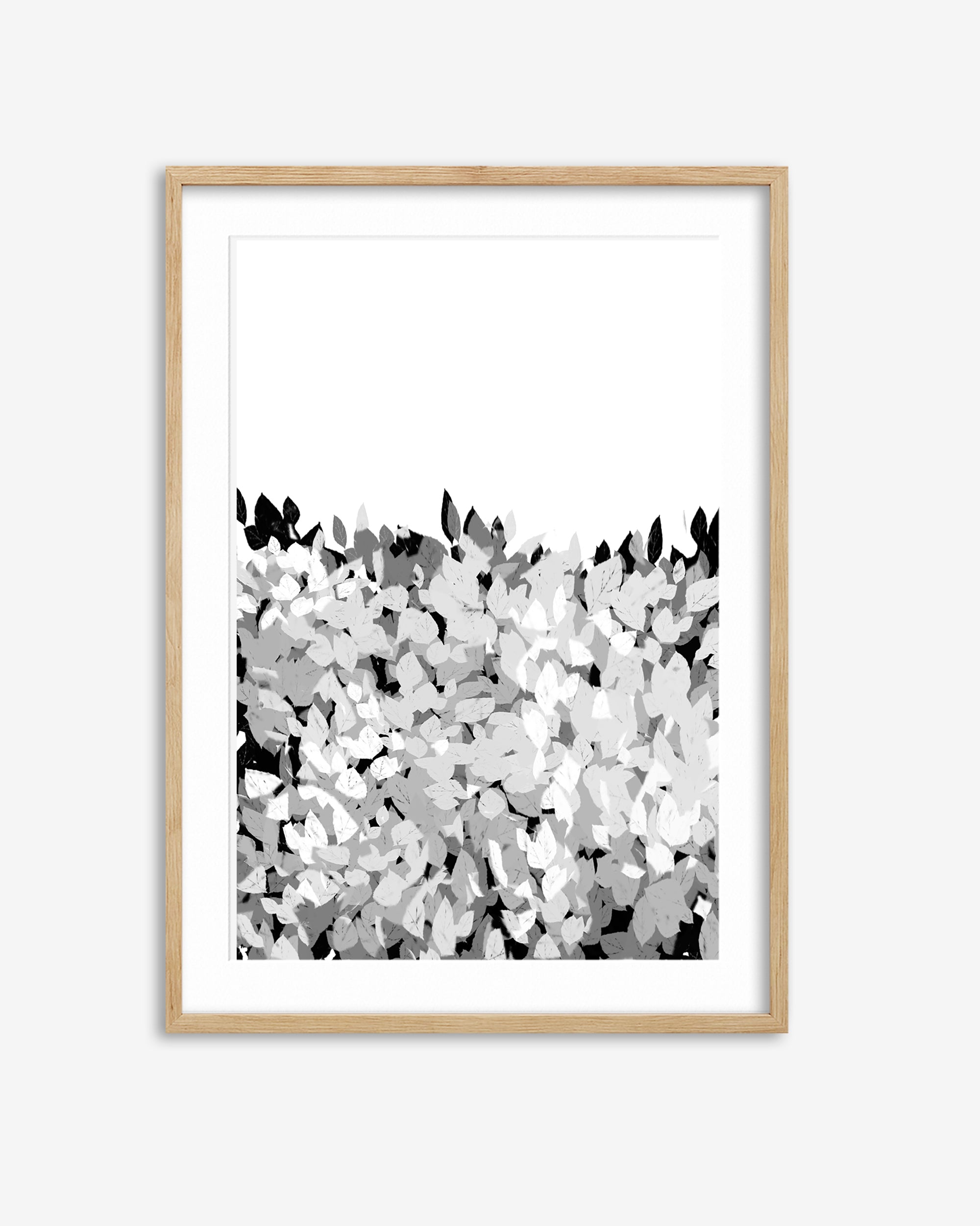 Grey Tonal Leaves Art Print