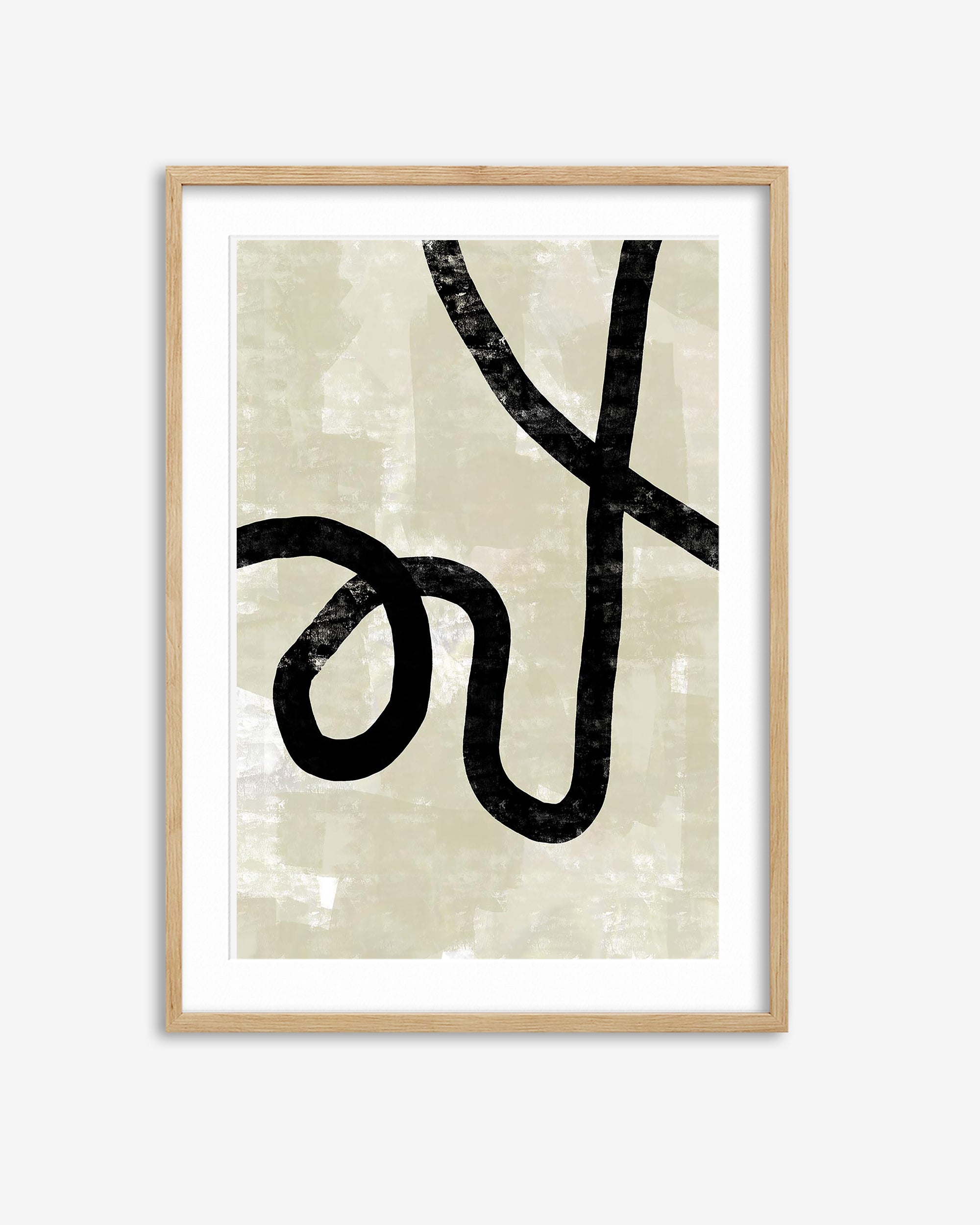 Neutral Abstract Curved Lines Art Print