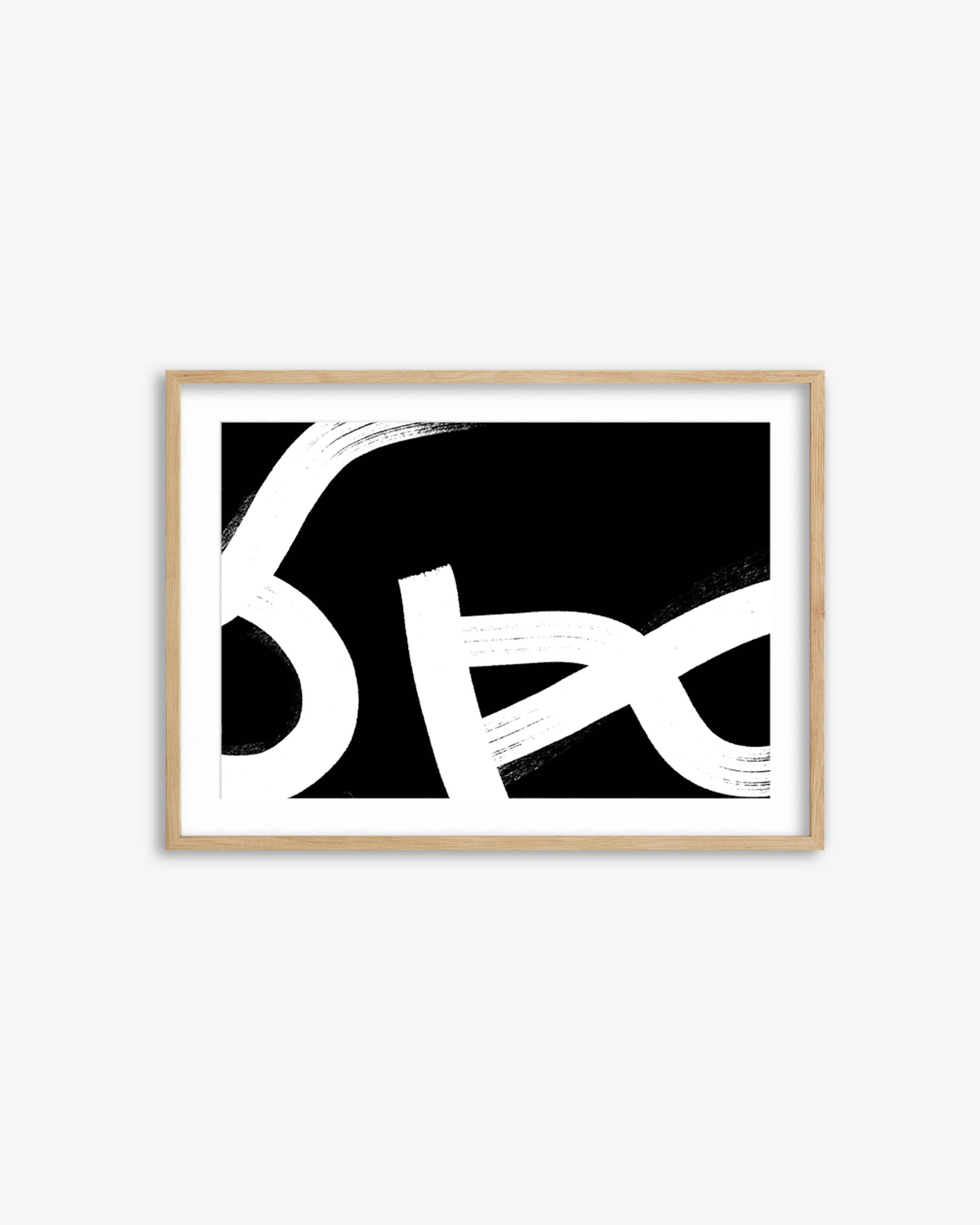 Monochrome Brushed Lines Art Print Framed