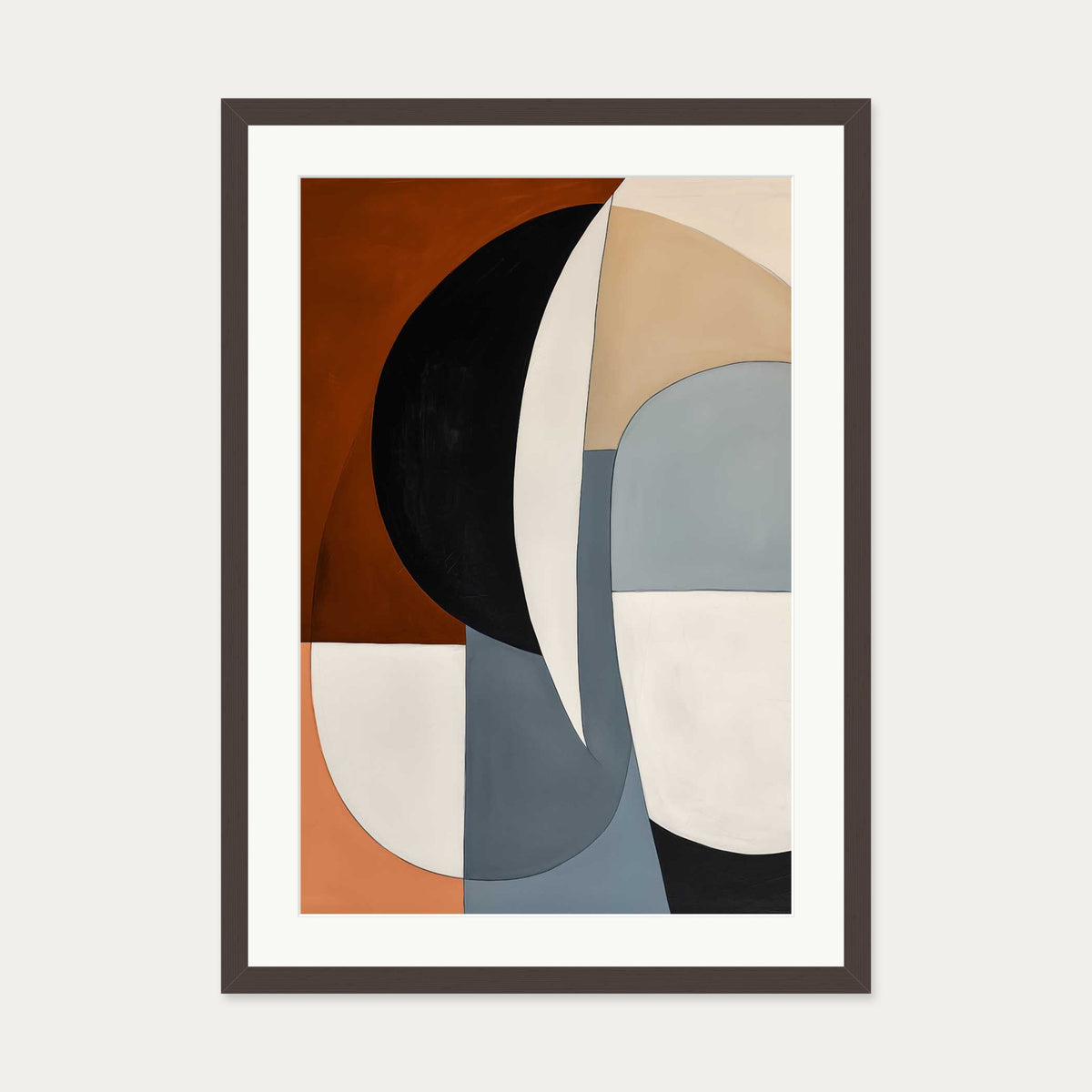 Geo Shapes and Forms Art Print — 50 x 70 cm — Brown Frame