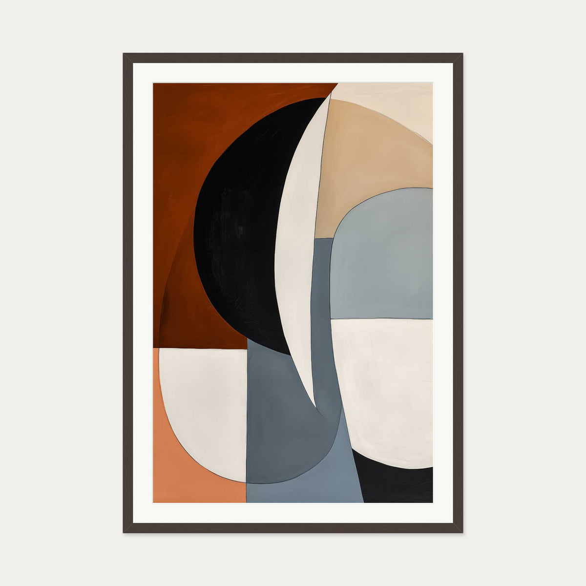 Geo Shapes and Forms Art Print — 70 x 100 cm — Brown Frame