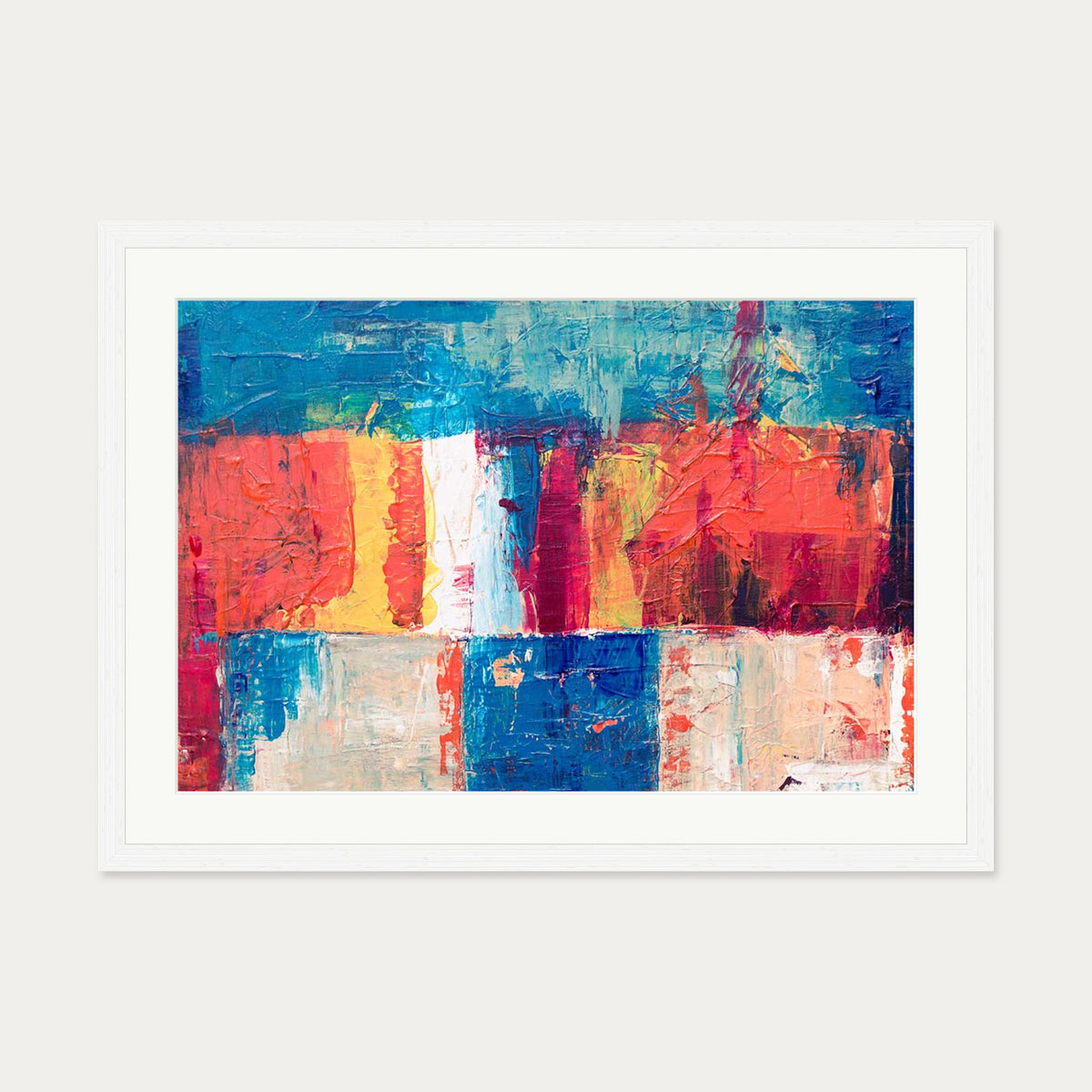 Geometric Abstract Colours II Art Print — 50 x 70 cm — White Frame