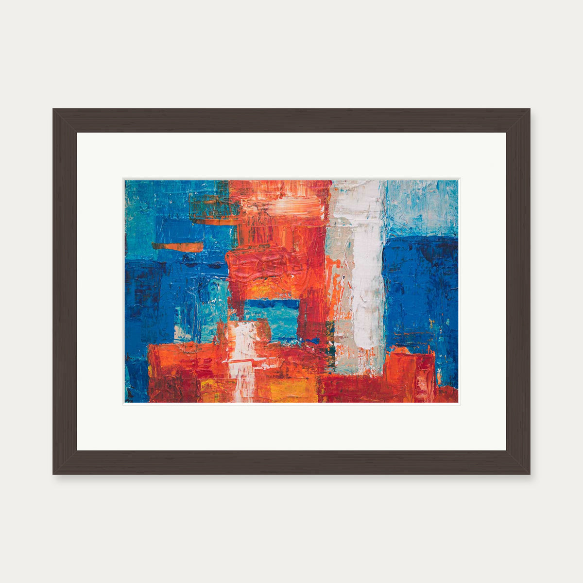 Geometric Abstract Colours III Art Print — 30 x 40 cm — Brown Frame