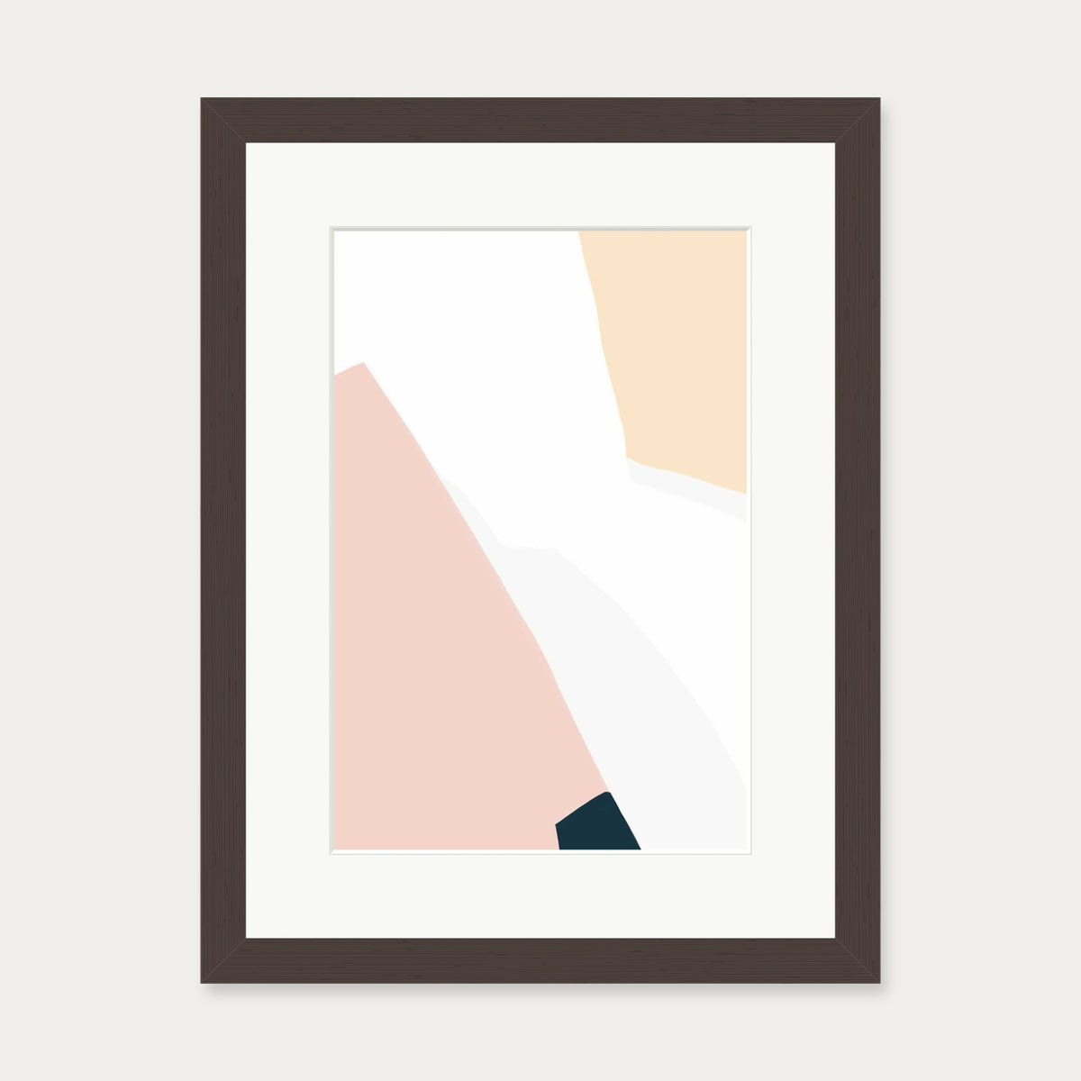 Geometric Peach Shapes Art Print — 30 x 40 cm — Brown Frame