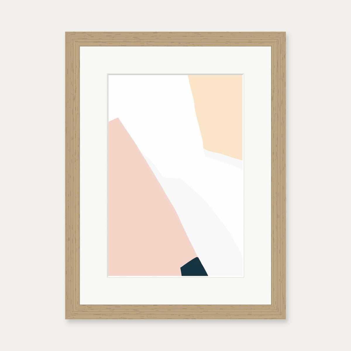 Geometric Peach Shapes Art Print — 30 x 40 cm — Oak Frame