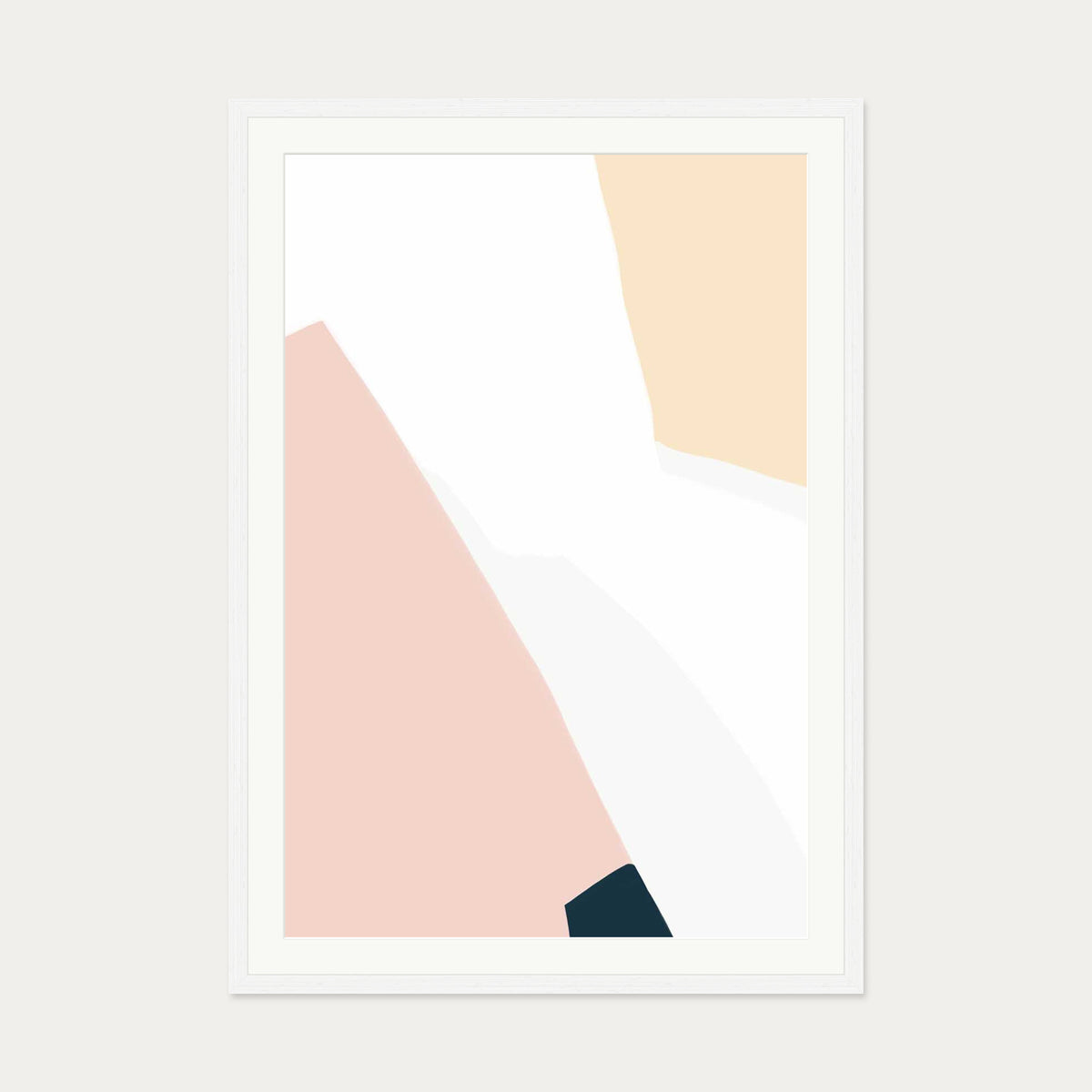 Geometric Peach Shapes Art Print — 70 x 100 cm — White Frame