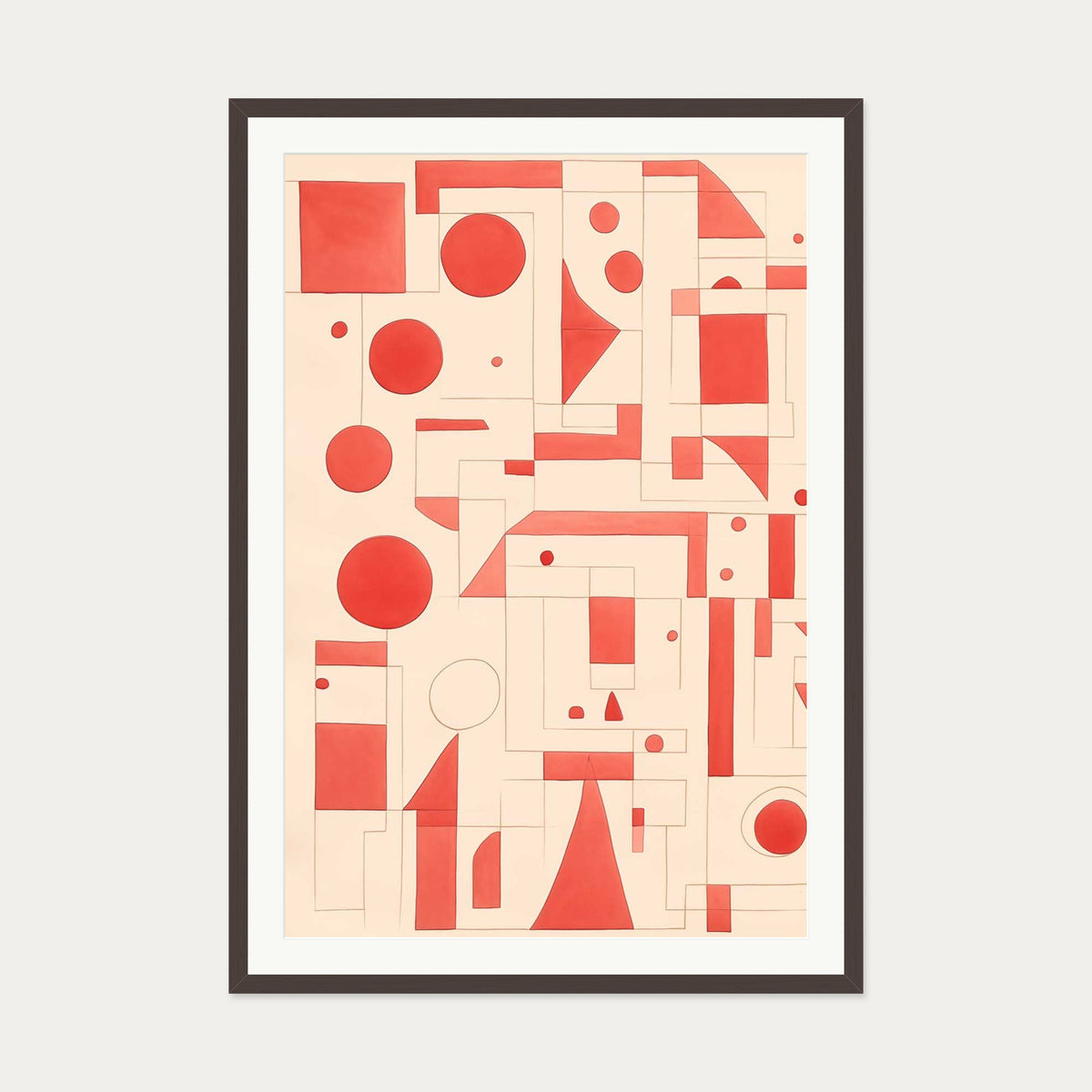 Geometric Wonder Art Print — 70 x 100 cm — Brown Frame