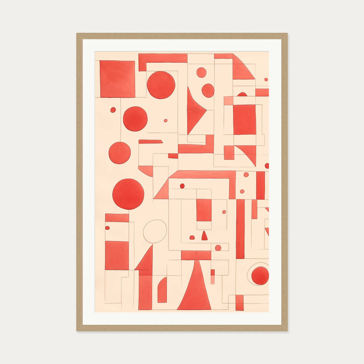 Geometric Wonder Art Print — 70 x 100 cm — Oak Frame