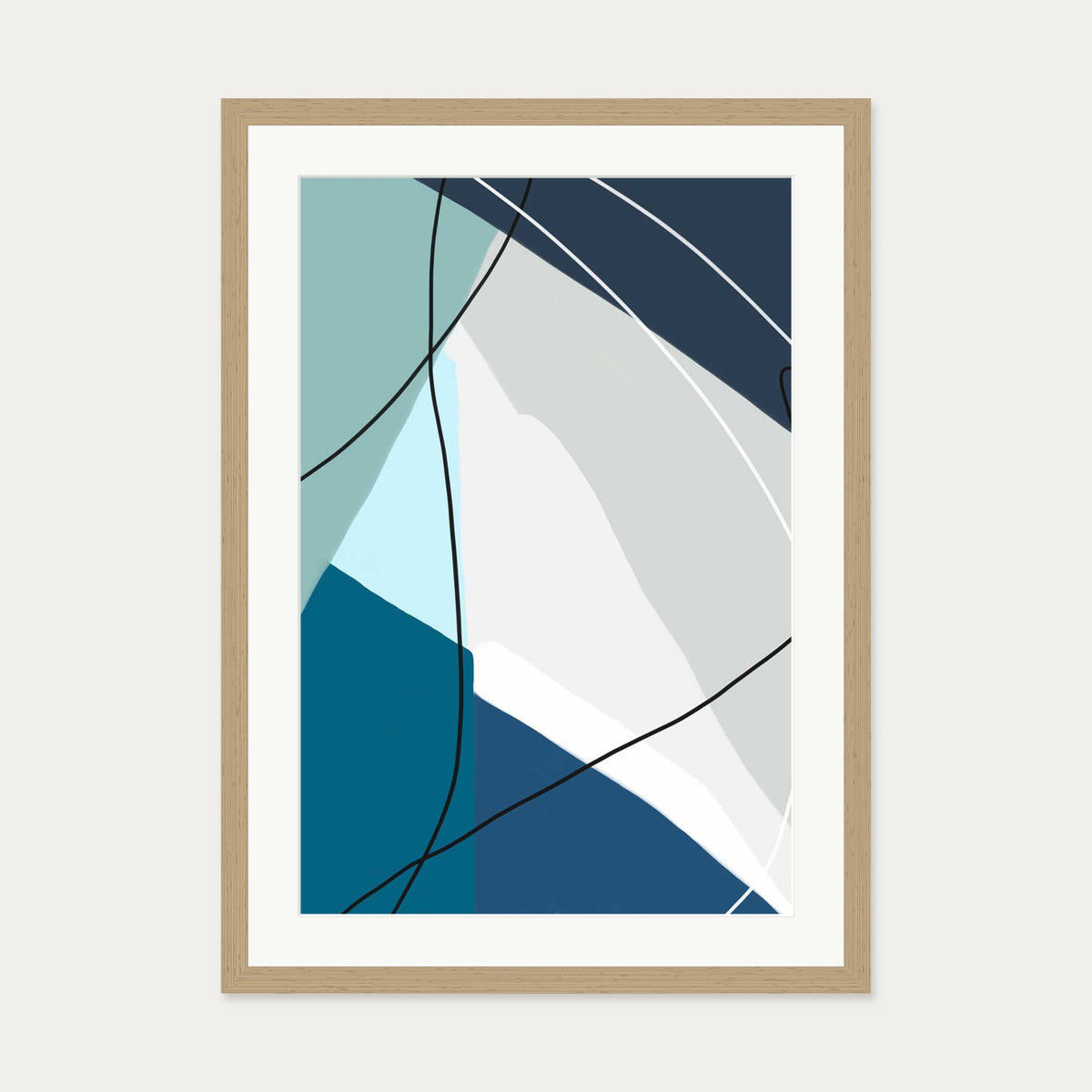 Geometry And Lines Art Print — 50 x 70 cm — Oak Frame