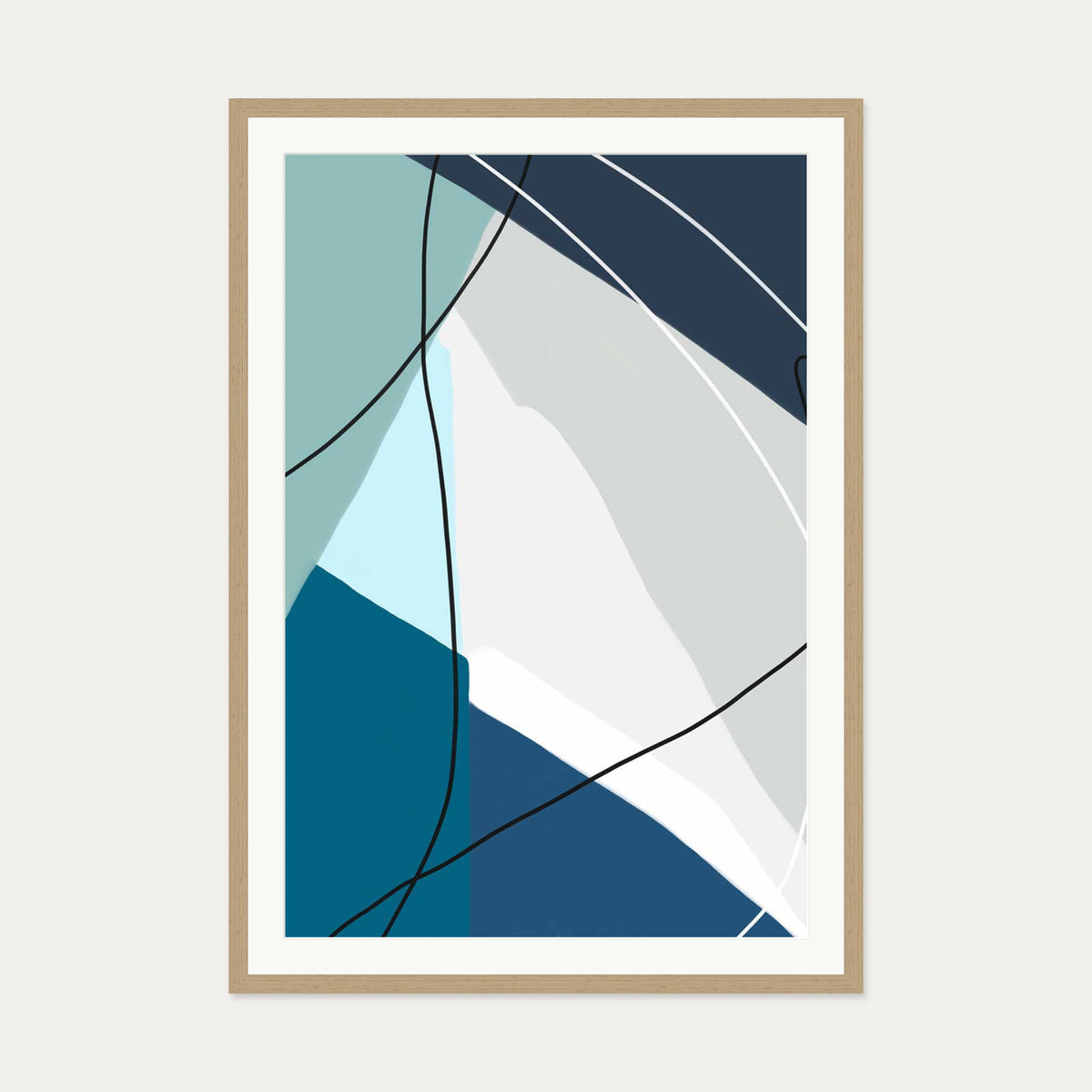 Geometry And Lines Art Print — 70 x 100 cm — Oak Frame