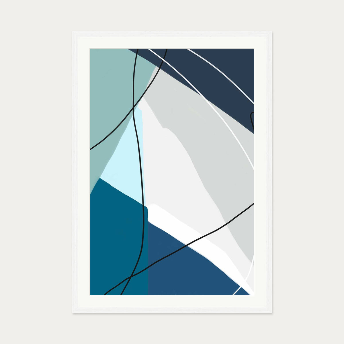 Geometry And Lines Art Print — 70 x 100 cm — White Frame