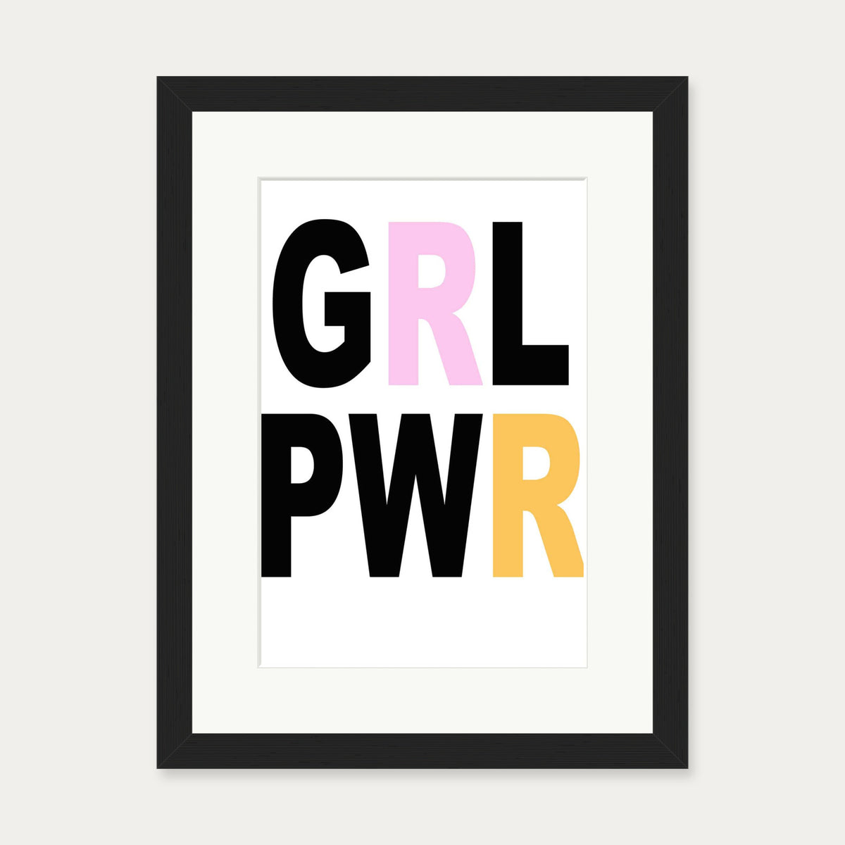 Girl Power GRL PWR Art Print — 30 x 40 cm — Black Frame