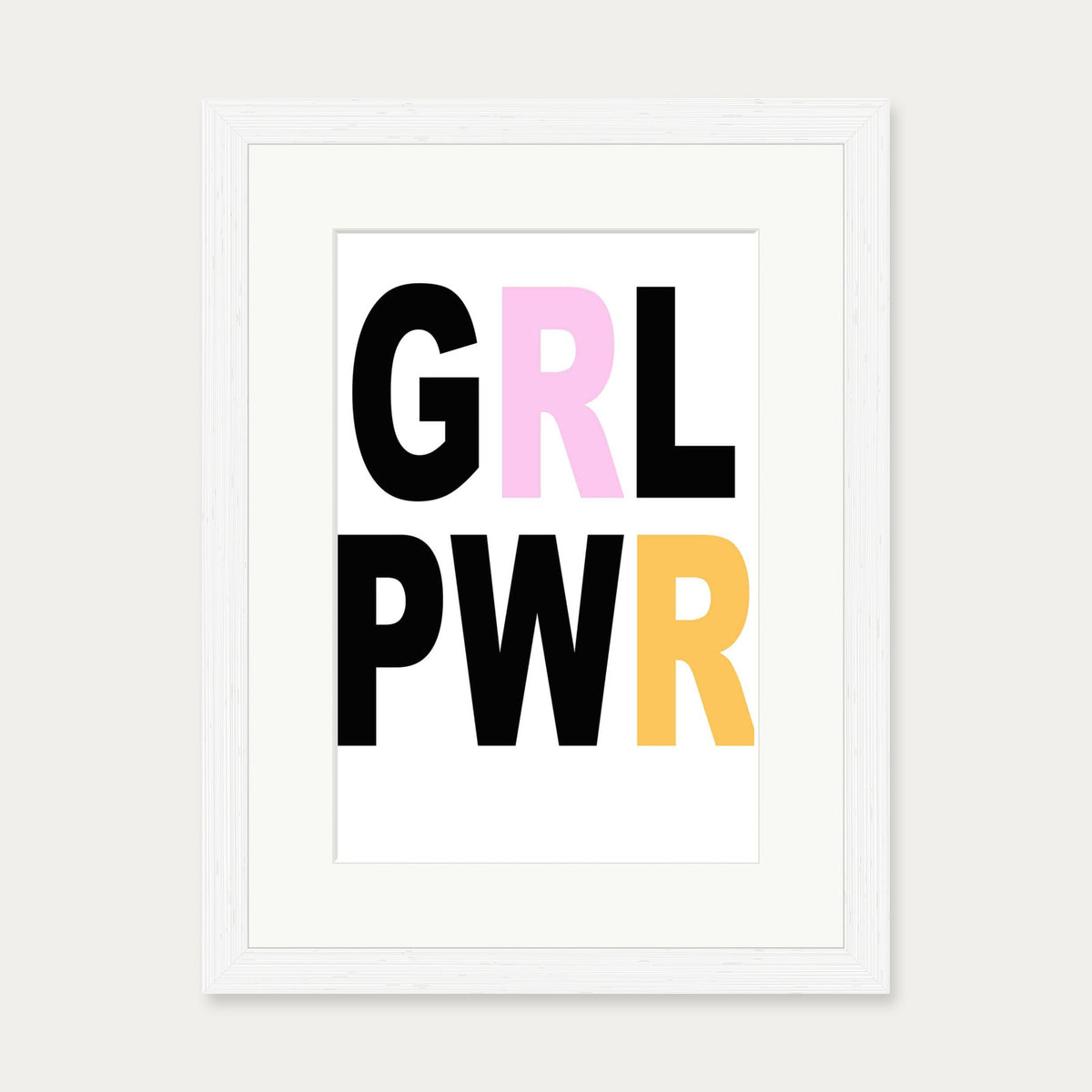 Girl Power GRL PWR Art Print — 30 x 40 cm — White Frame