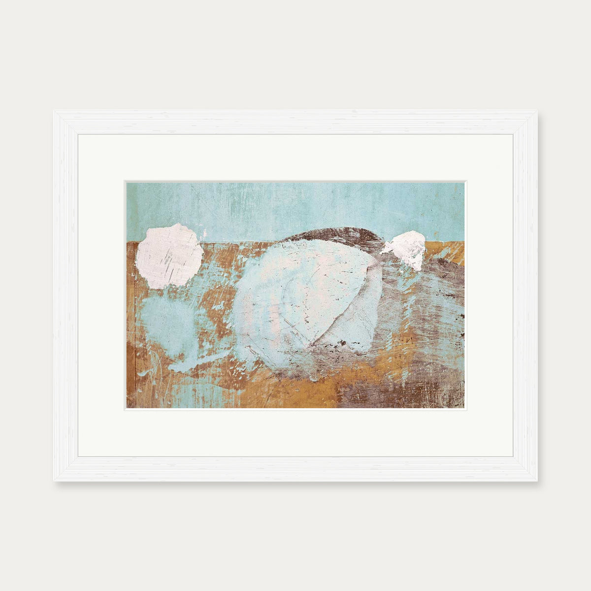 Gold & Teal Texture Wall Art Print — 30 x 40 cm — White Frame