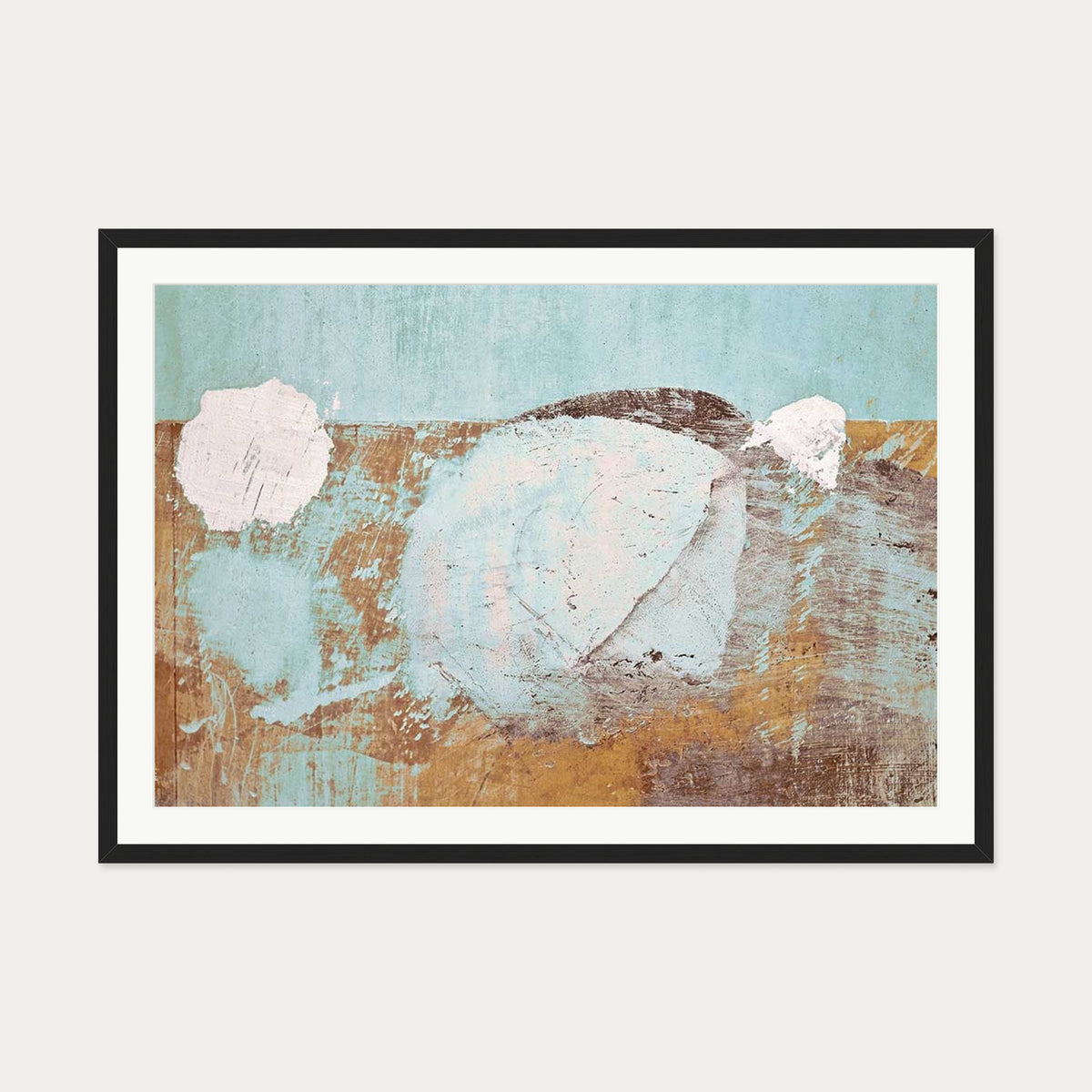 Gold & Teal Texture Wall Art Print — 70 x 100 cm — Black Frame