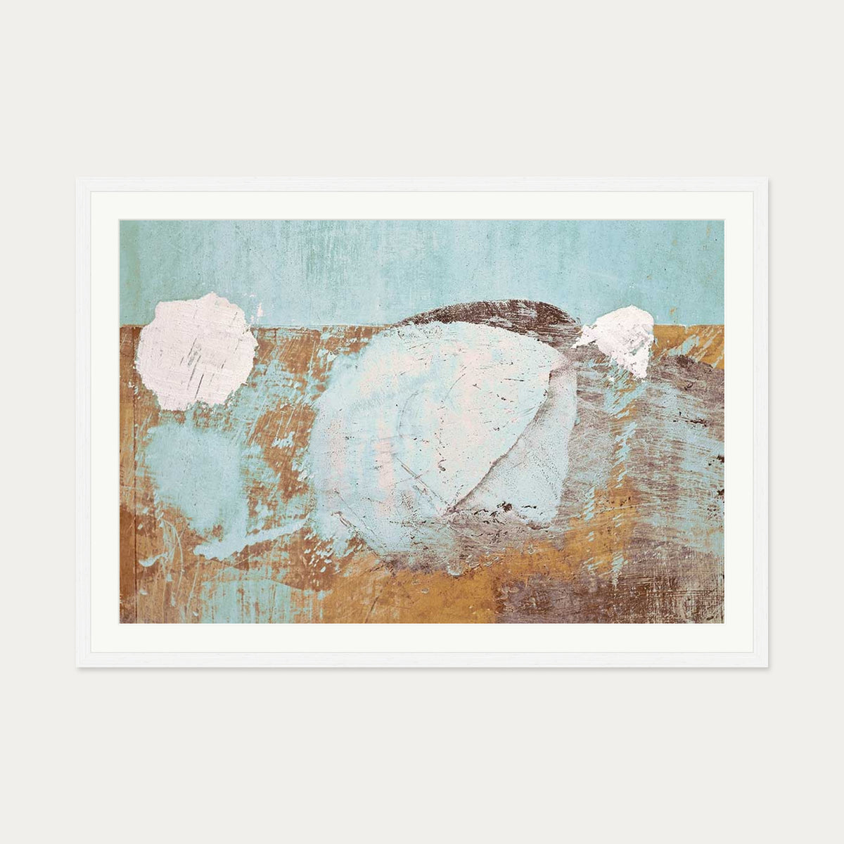 Gold & Teal Texture Wall Art Print — 70 x 100 cm — White Frame