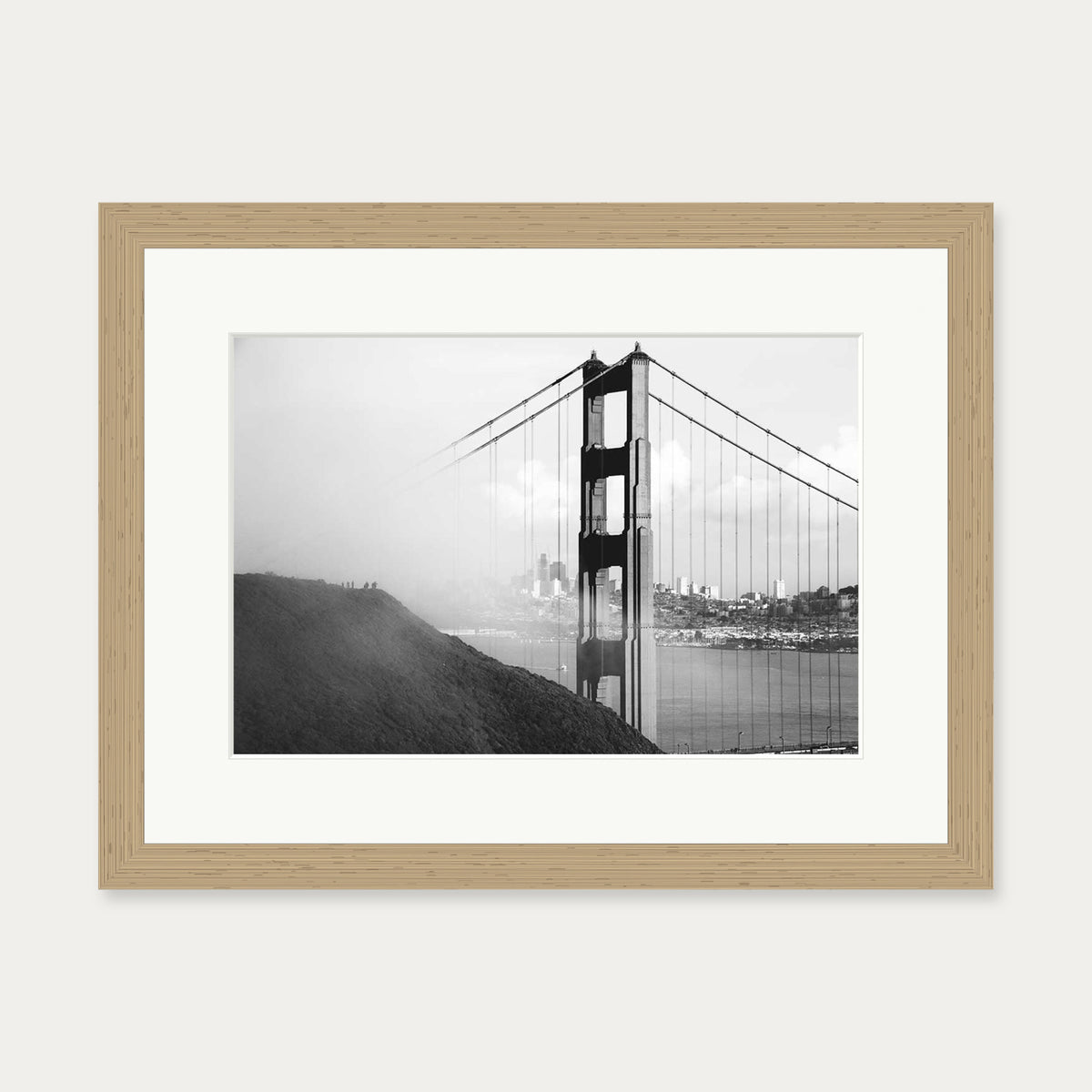 Golden Gate Bridge Art Print — 30 x 40 cm — Oak Frame