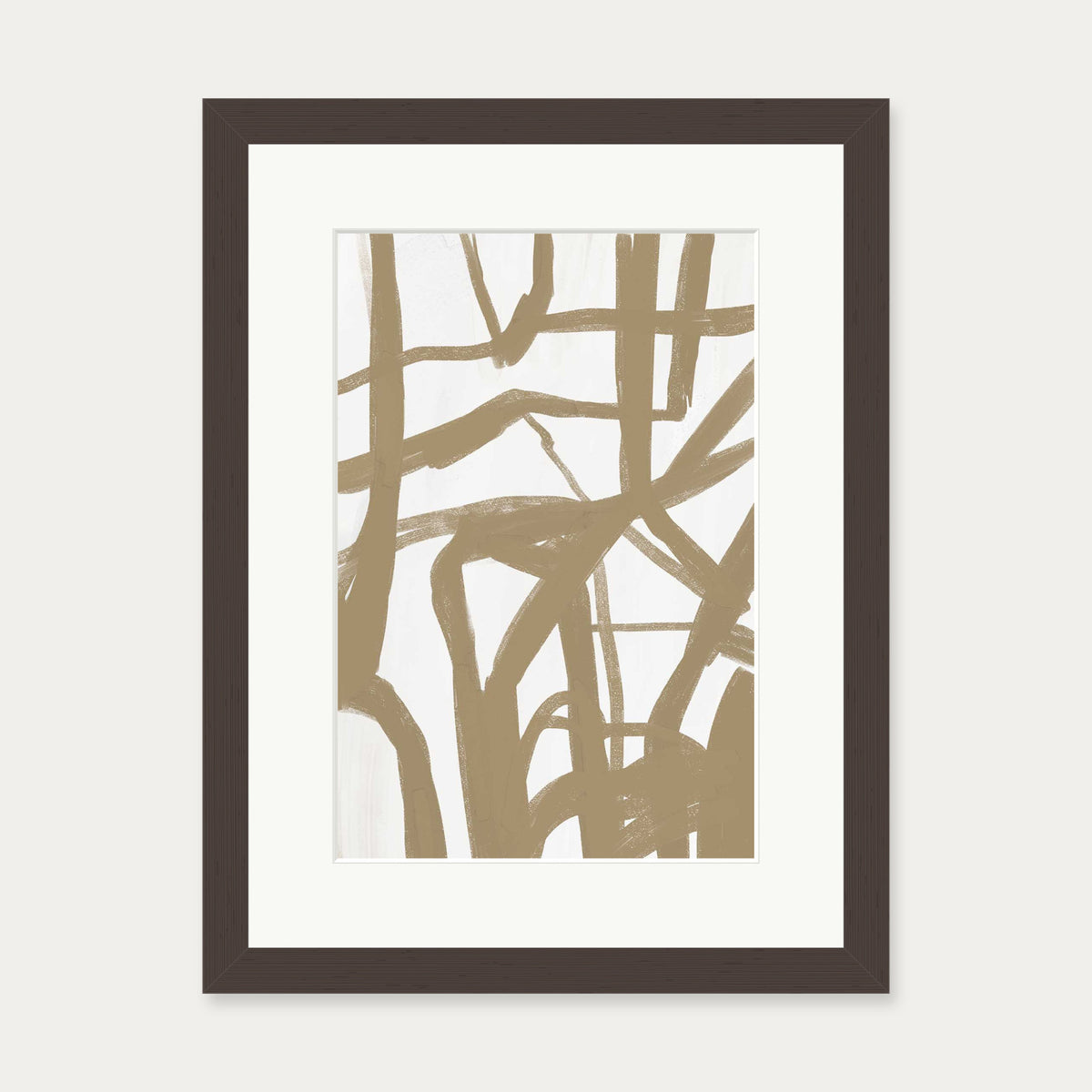 Golden Strings Art Print — 30 x 40 cm — Brown Frame