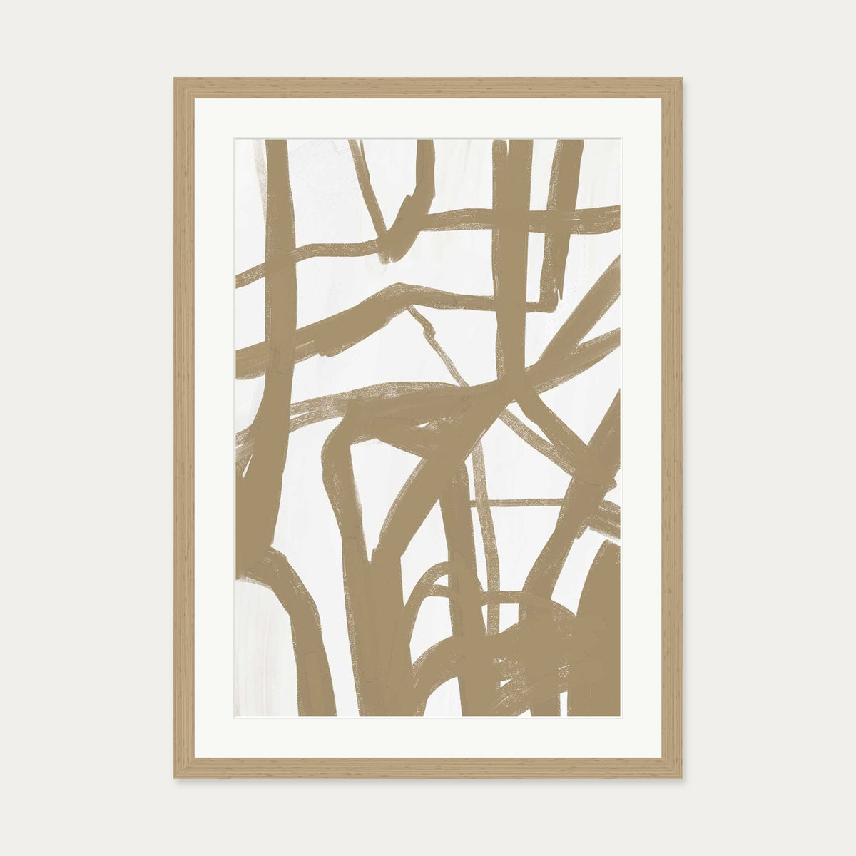 Golden Strings Art Print — 50 x 70 cm — Oak Frame