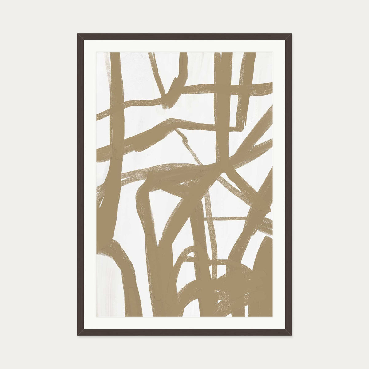 Golden Strings Art Print — 70 x 100 cm — Brown Frame