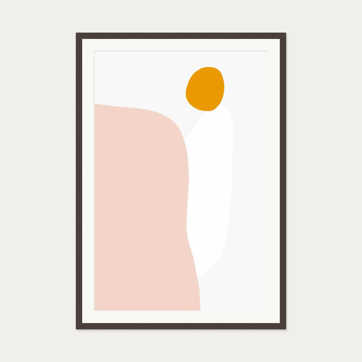 Gouache Organic Shapes Art Print — 70 x 100 cm — Brown Frame